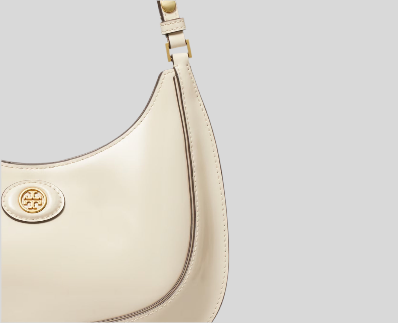 Tory Burch Medium Robinson Spazzolato Convertible Crescent Crossbody Bag with Dust Bag - Stylish Leather Shoulder Purse for Women, Perfect for Work, Travel & Everyday Use