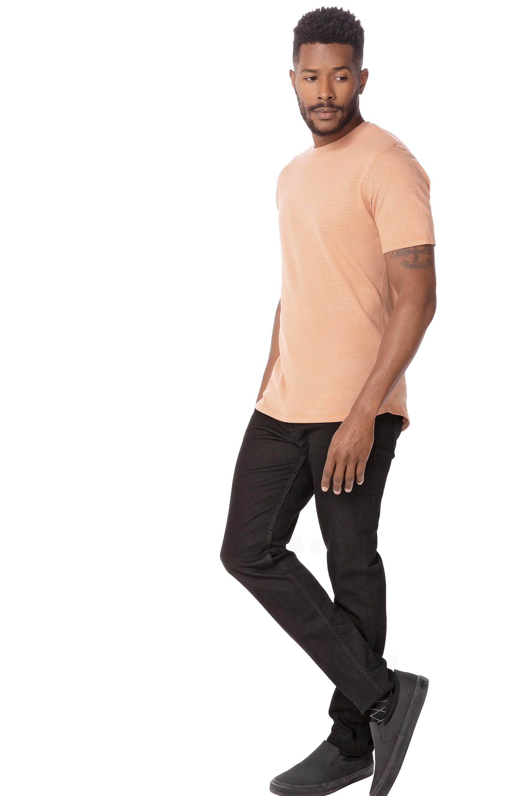 Chef Works Men's Striped Cotton T-Shirt - Comfortable Workwear for Chefs & Kitchen Staff | Restaurant Uniform & Professional Cooking Apparel