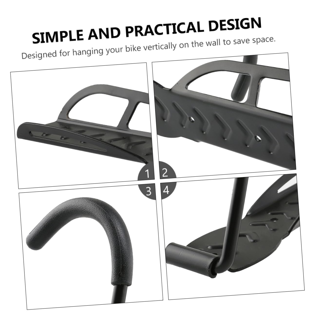 WHAMVOX 3-Pack Black Bike Wall Hooks - Heavy Duty Steel Bike Storage Rack with Scratch-Resistant Coating for Garage, Basement & Apartment Organization | Space-Saving Bicycle Mount for Indoor Cycling Equipment Storage