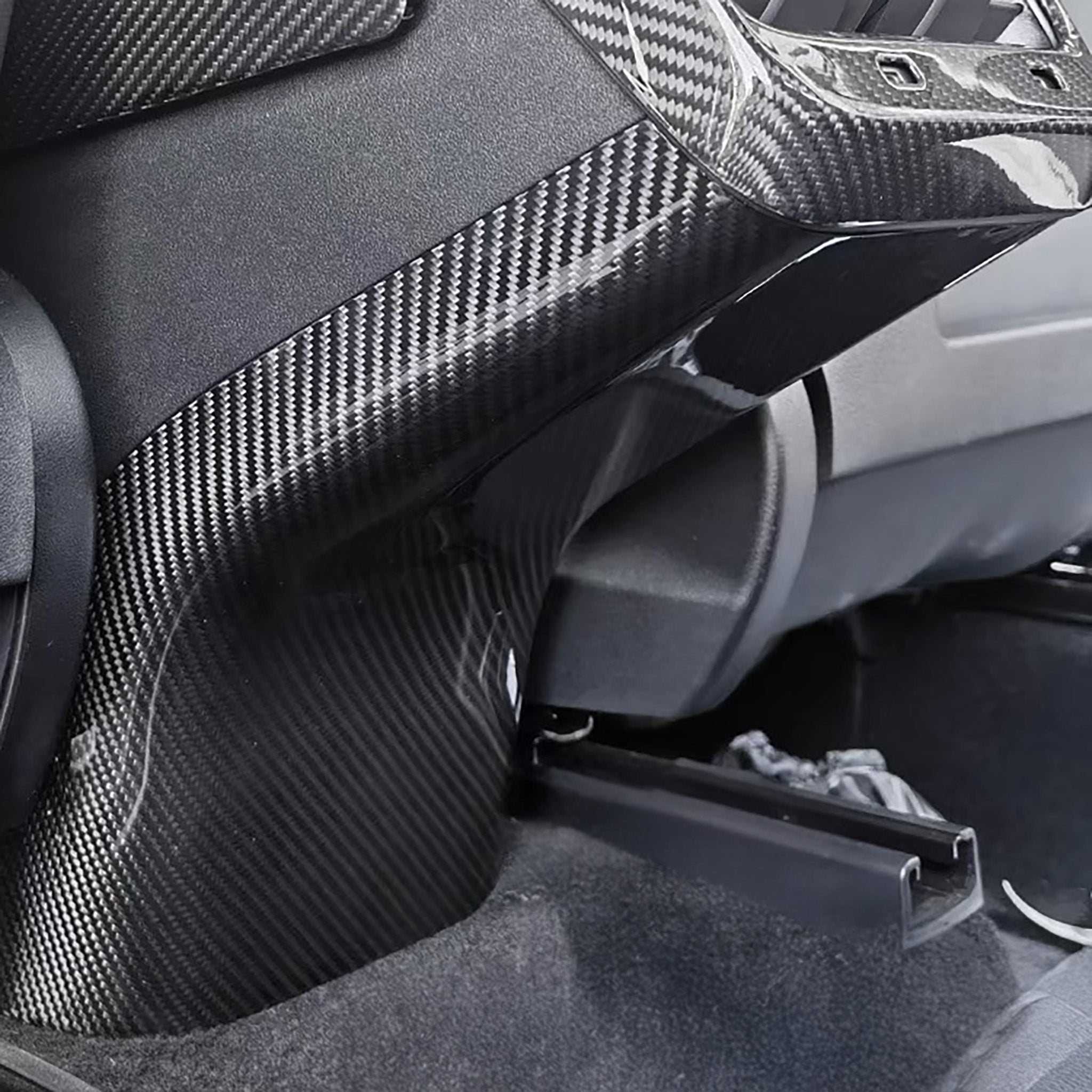 Premium Real Carbon Fiber Rear Center Console Base Cover for Tesla Model 3 & Y (2017-2023) - Durable & Stylish Interior Upgrade for Enhanced Luxury Driving Experience