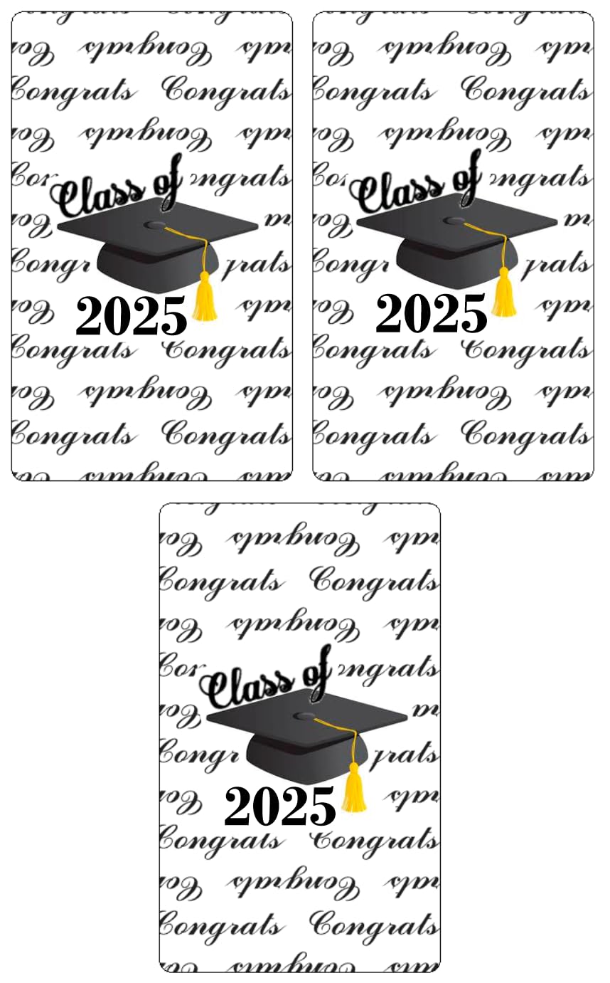 60pcs Class of 2025 Graduation Cap Mini Candy Bar Wrappers - Black Chocolate Bar Stickers & Labels (Candy Not Included) | USA Made | Perfect for Graduation Parties, School Events & Celebration Favors