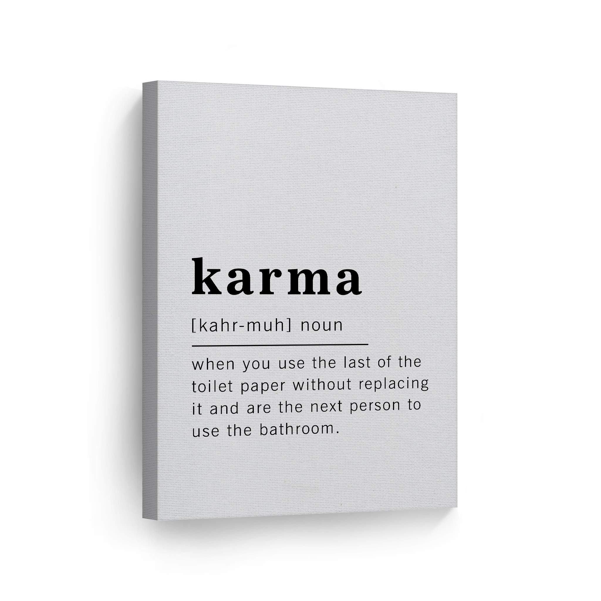 Funny Karma Definition Canvas Print - Inspirational Quote Wall Art for Office, Living Room, Bedroom & Bathroom Decor - Ready to Hang 36x24 - Made in USA | Perfect for Home, Workspace & Gift Giving
