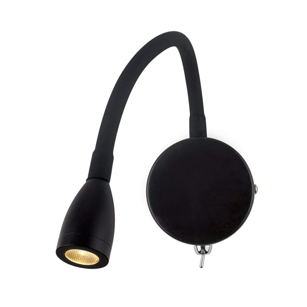 YeSBTx Adjustable LED Wall Sconce Light - Black Modern Wall Mounted Reading Lamp with Flexible Hose for Bedroom, Living Room & Office | Angle Adjustable Tube Lighting for Bedside, Study & Hallway Decor