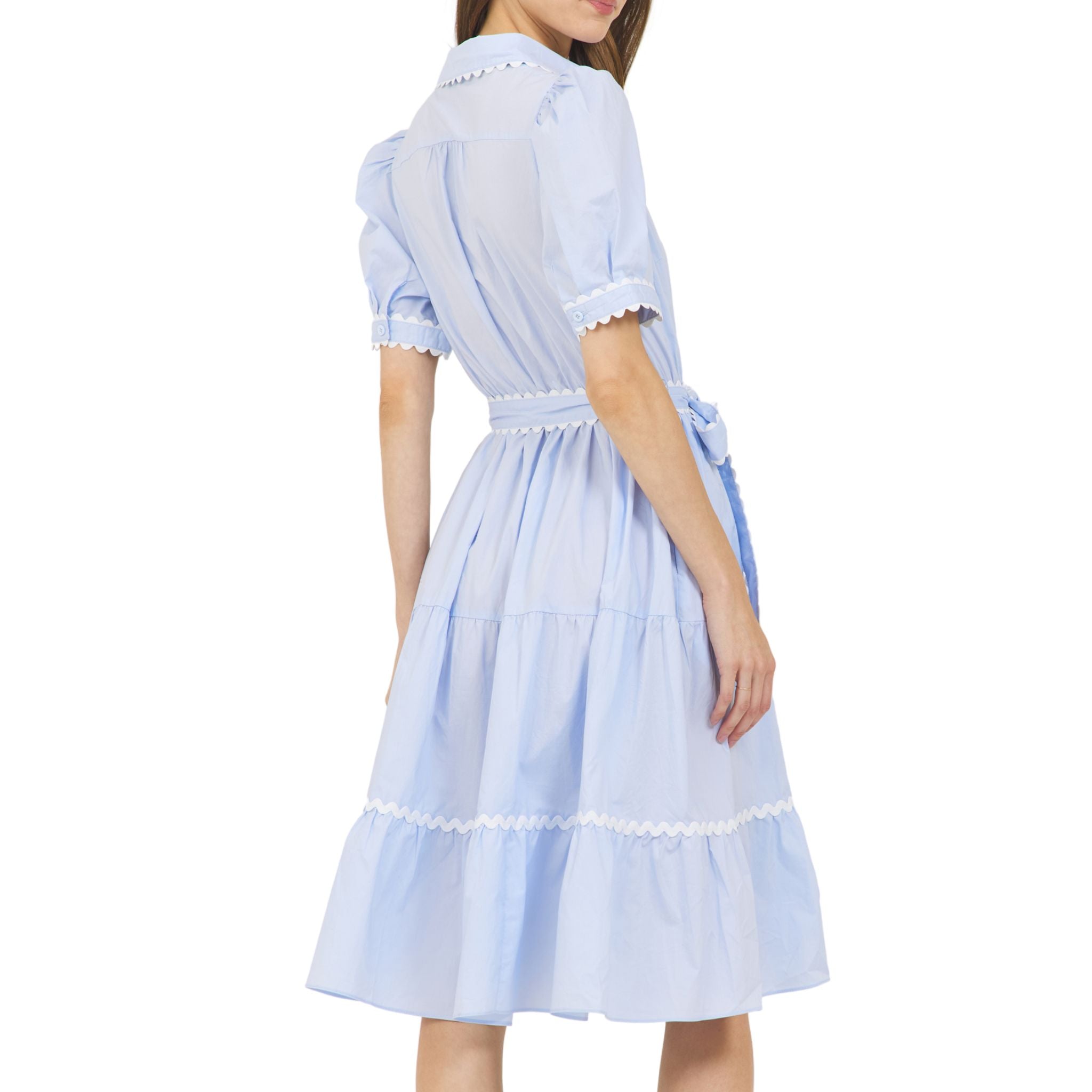 Stylish Sky Blue Shirt Dress with Adjustable Belt - Perfect for Office, Casual Outings & Summer Wear