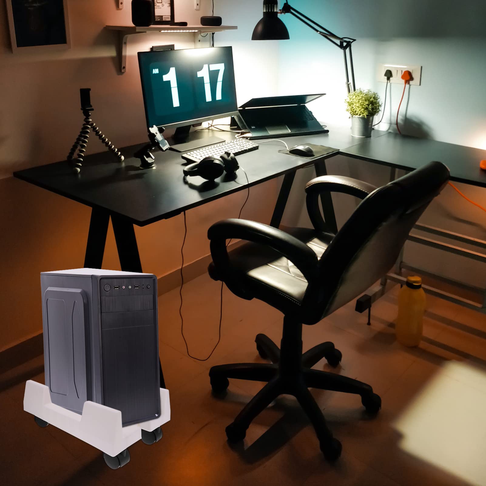 Heavy Duty Rolling CPU Stand with Wheels - Adjustable Computer Tower Rack for PC Case & Mainframe Storage - Ideal for Office, Gaming & Server Rooms