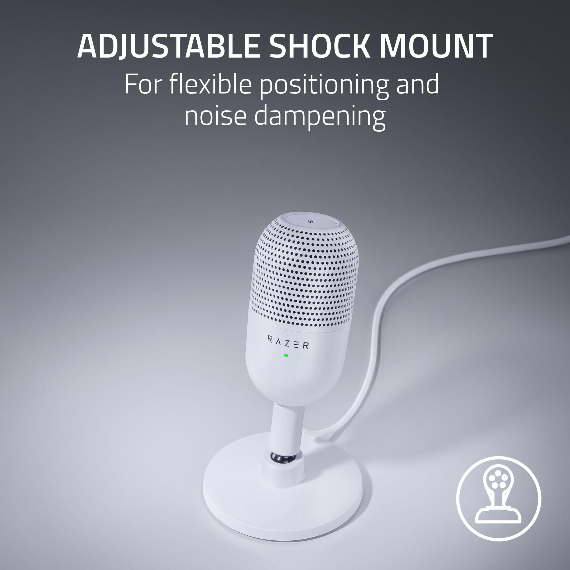 Razer Seiren V3 Mini USB Condenser Microphone - Supercardioid Pickup Pattern, Tap-to-Mute with LED, Shock Absorber - Ultra Compact USB Mic for PC Gaming, Streaming, Podcasting, Discord, OBS Studio, XSplit - Perfect for Home Studio & Content Creation (White)