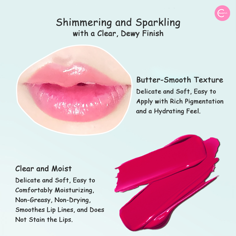 COLORROSE Water Ripple Lip Gloss - Hydrating Mirror Finish Lipstick with Shimmer, Vegan & Cruelty Free - Perfect for Daily Wear, Parties and Special Occasions