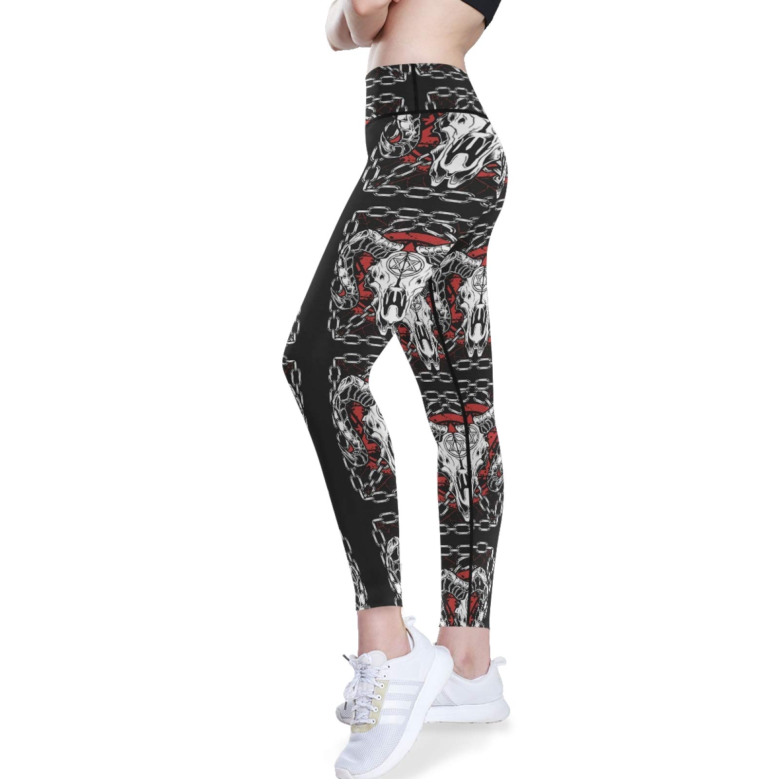 Devil Bull Skull Yoga Pants - High Waist Tummy Control Leggings for Women, Workout & Running