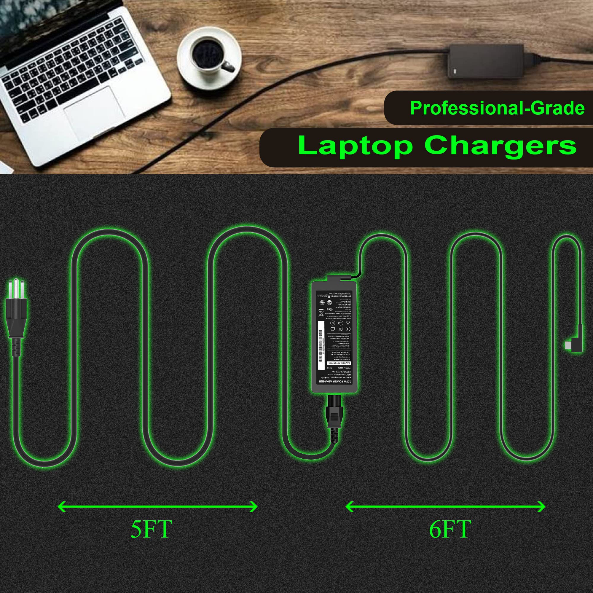 Original Razer Blade Charger Replacement 200W - Compatible with Razer Blade 15 RZ09-02385E92-R3U1, RC30-0238, RC30-02380100 Models (19.5V 10.26A) - Laptop AC Adapter Power Supply for Gaming & Workstation Use