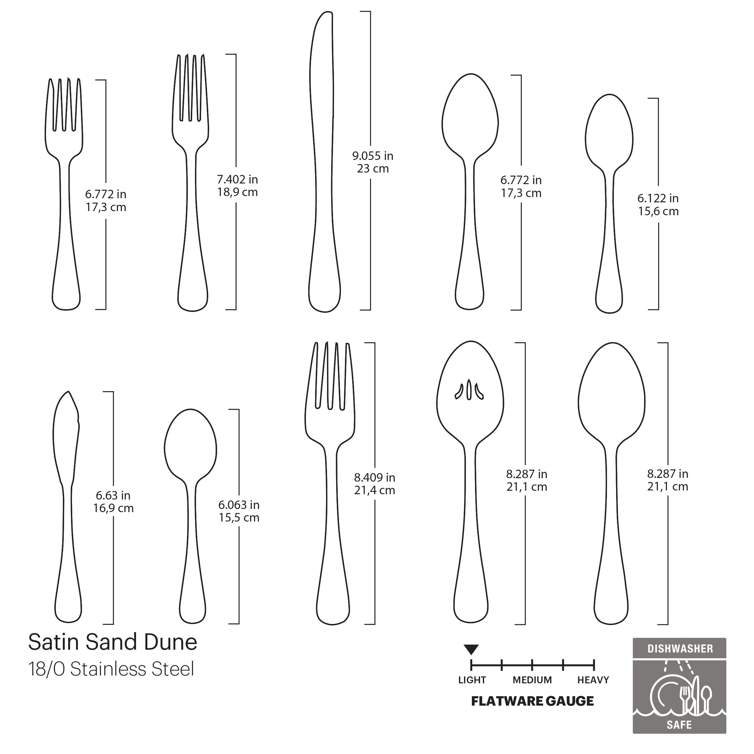 45-Piece Satin Sand Dune Flatware Set - Stainless Steel Silverware for Dinner Parties, Weddings & Everyday Use