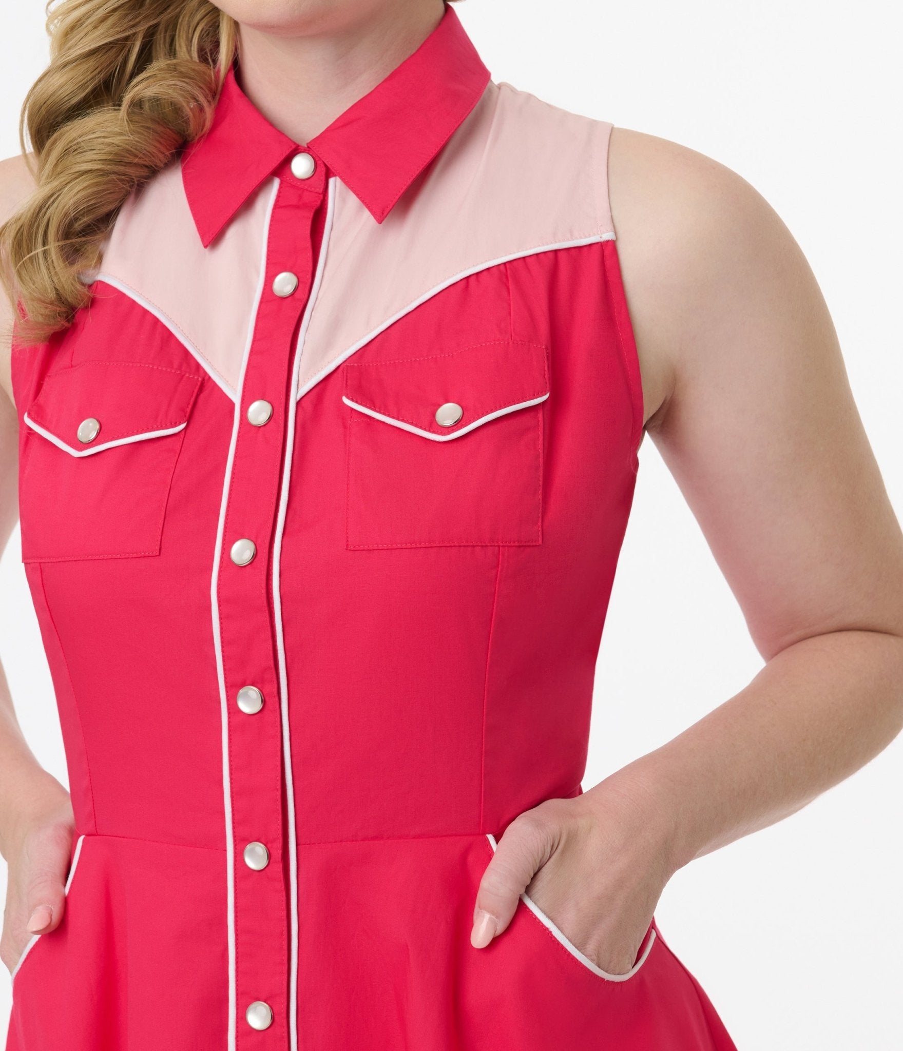 Vintage 1950s Pink Western Cotton Flare Dress - Retro Cowgirl Style for Parties, Weddings & Special Occasions