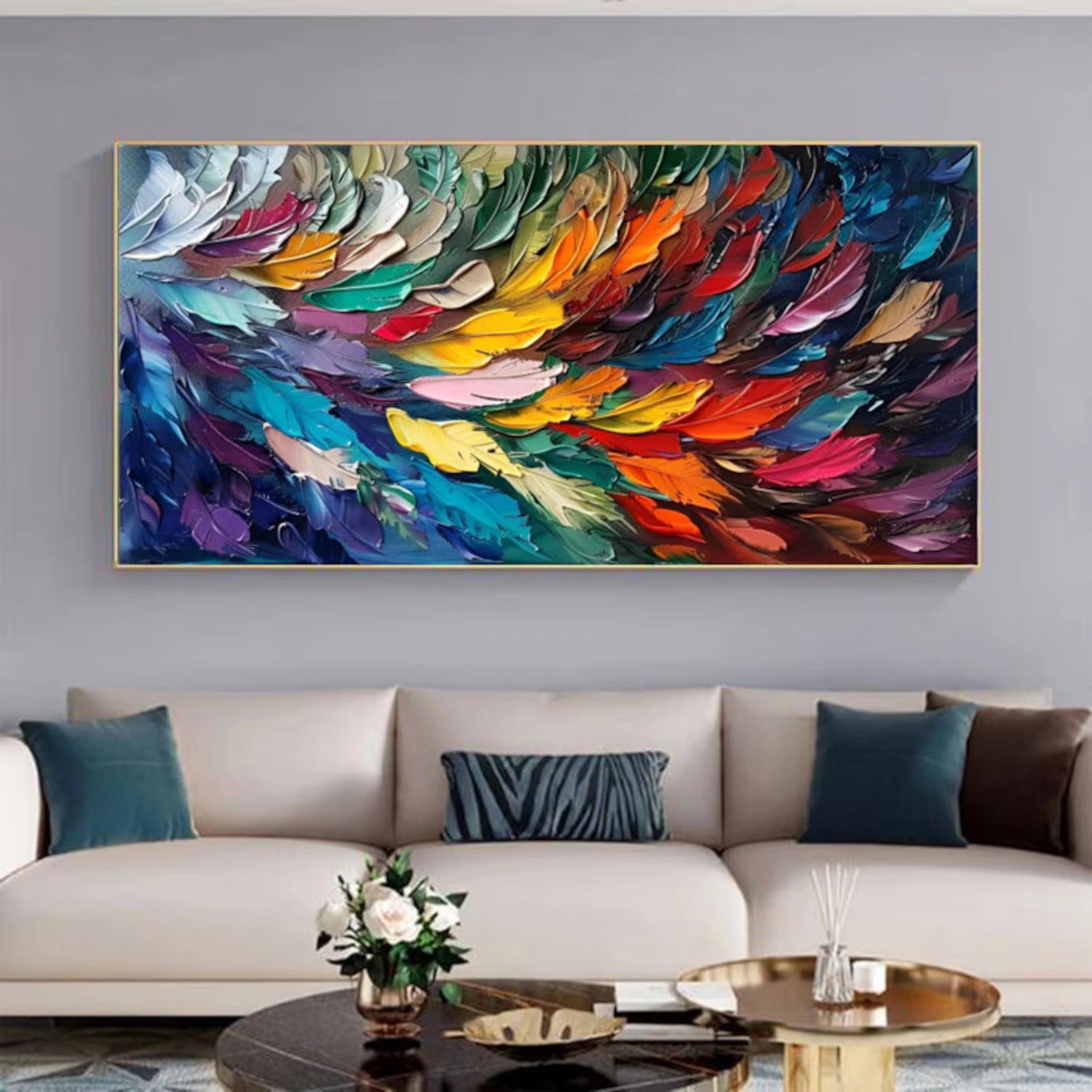 Abstract Painting #AB 312 - Modern Wall Art for Living Room, Bedroom & Office Decor | Large Canvas Artwork for Home & Commercial Spaces