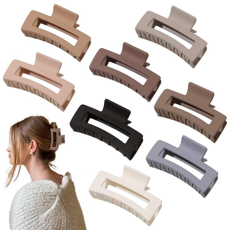 **Minta Hair Claw Clips for Women - Strong Hold Non-Slip Matte Claw Clips for Thick & Thin Hair | Medium Rectangle Jaw Clip for Ponytails, Buns & Updos**