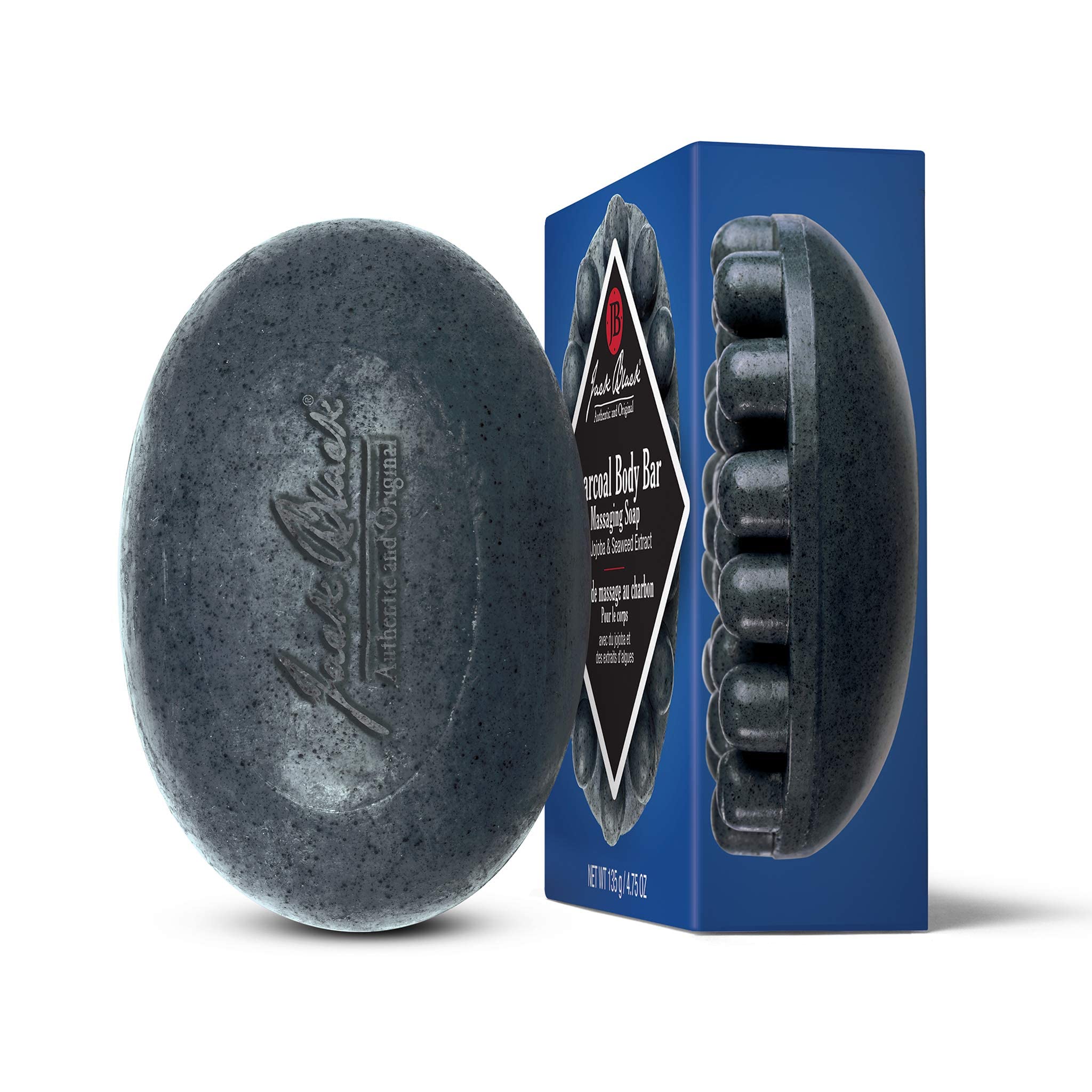 Jack Black Charcoal Body Bar - Deep Cleansing & Exfoliating Massage Soap for Men - Detoxify & Refresh Skin - Ideal for Gym, Travel & Daily Shower Routine
