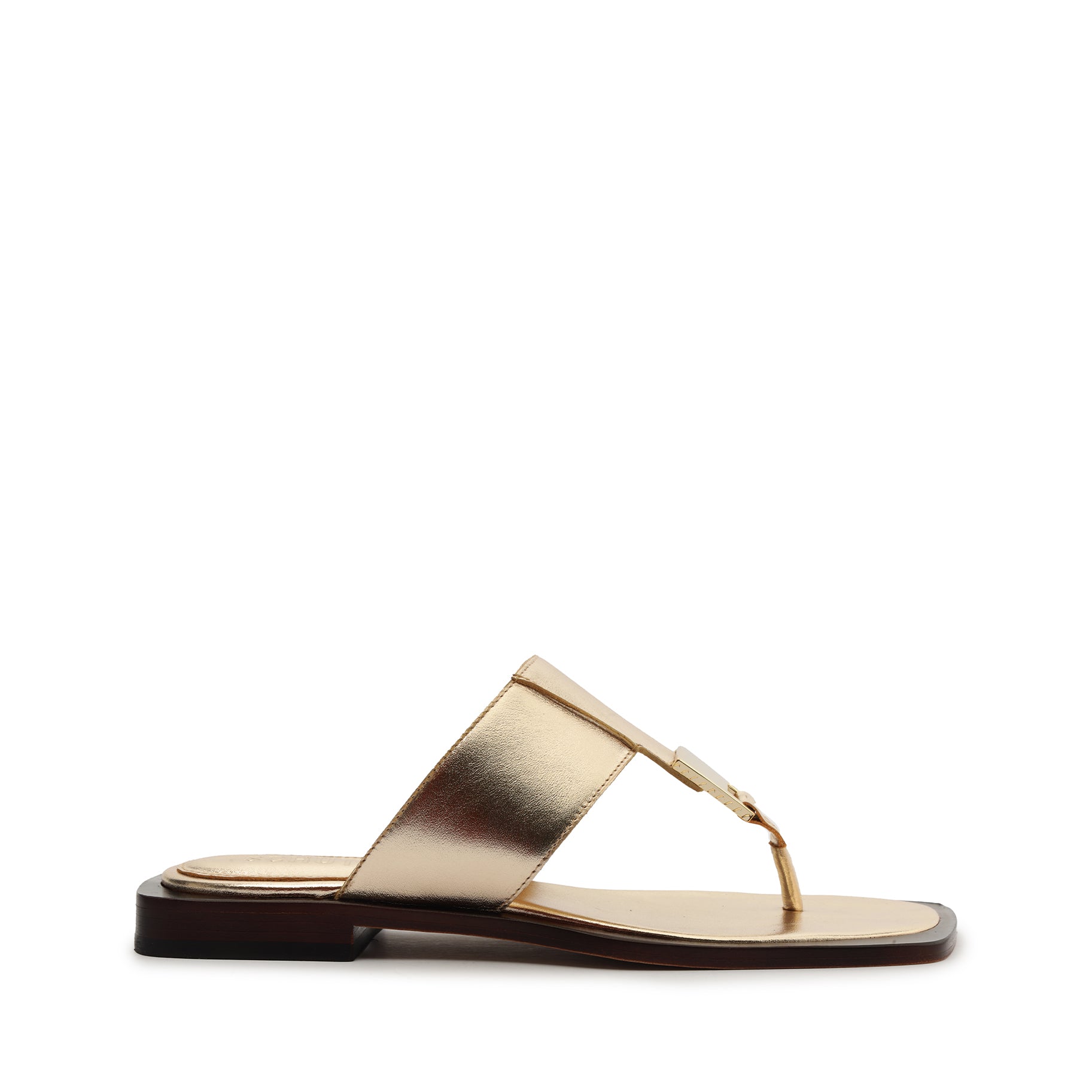 Salma Women's Metallic Leather Flat Sandals - Comfortable Summer Casual Shoes for Beach, Vacation and Daily Wear