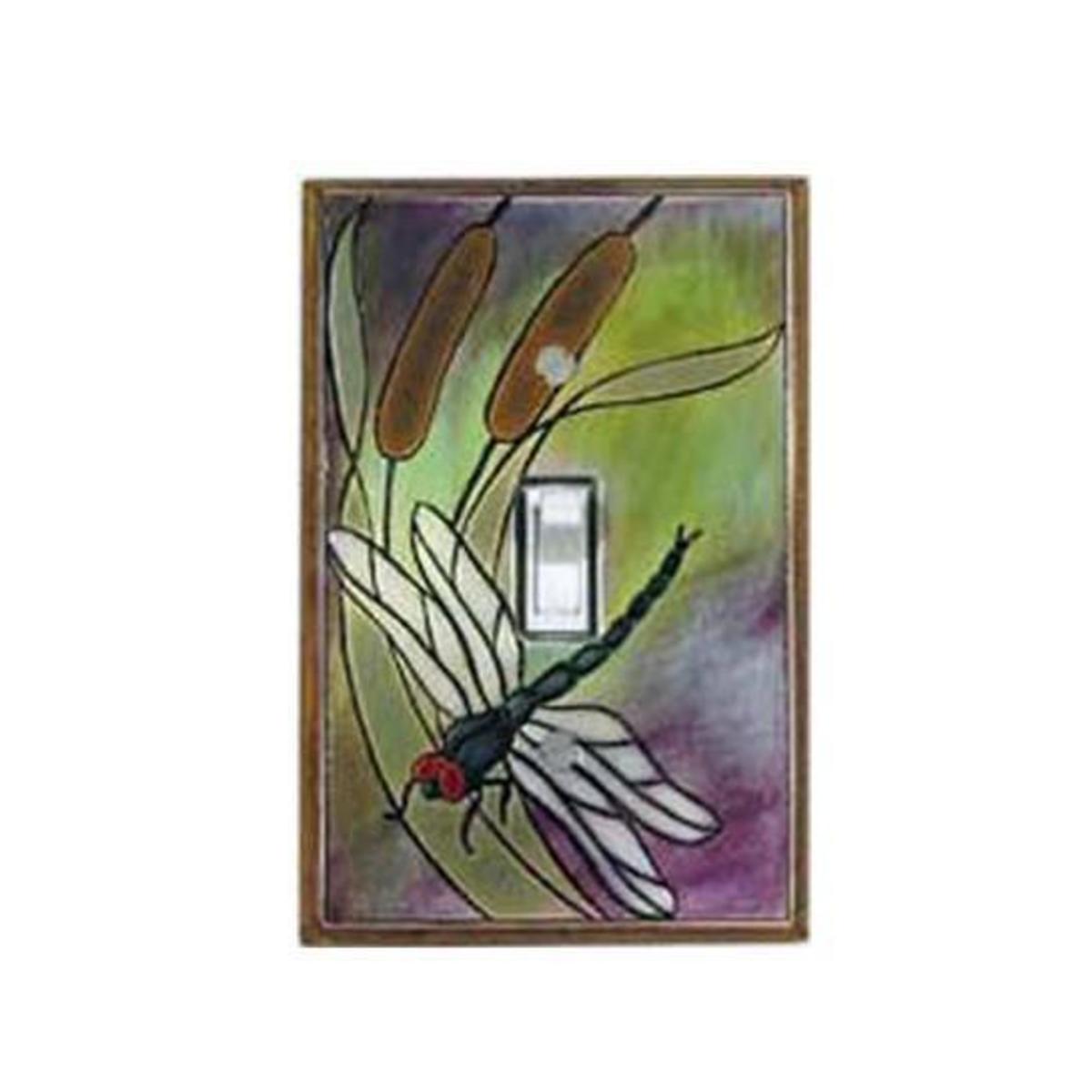 Dragonfly Bulrush Single Switch Plate Cover - Decorative Outlet Cover for Home & Office - Perfect for Bedroom, Living Room, and Kitchen Decor