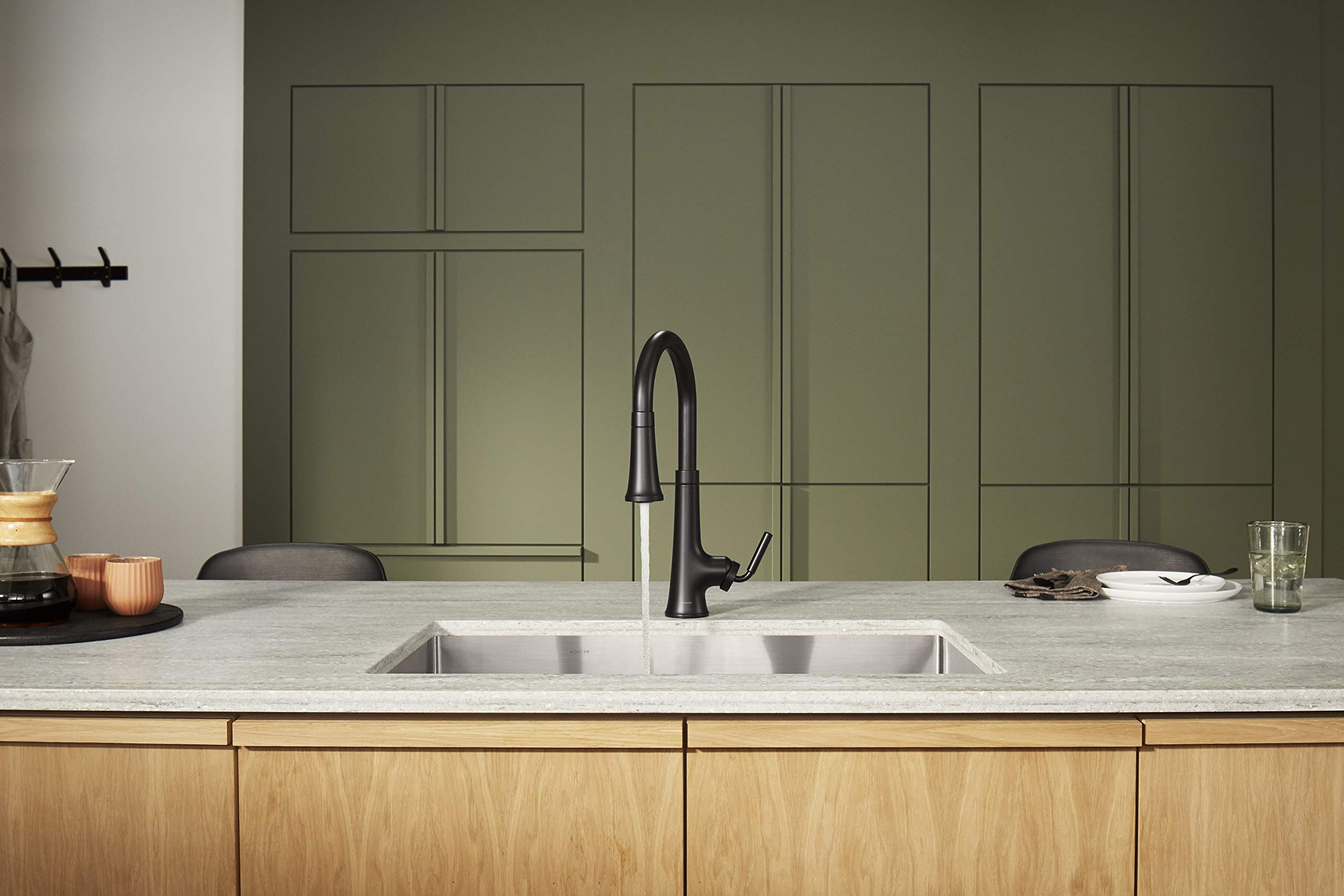 KOHLER K-23766-BL Touchless Kitchen Faucet with Pull Down Sprayer - Matte Black Finish for Modern Sinks | Hands-Free Convenience for Cooking & Cleaning