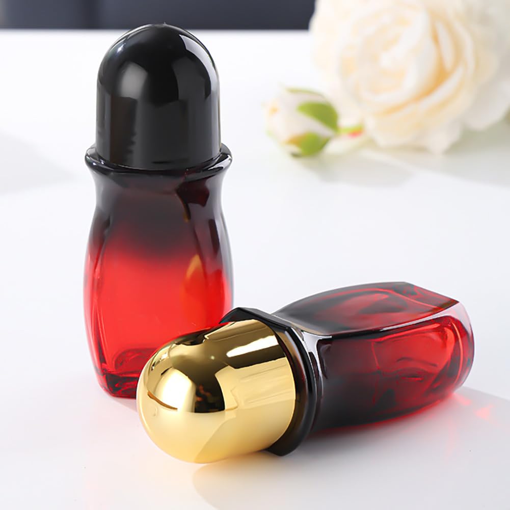 2-Pack 50ml Glass Roller Bottles with Roller Balls - Refillable Essential Oil Bottles for Perfume, Aromatherapy, DIY Skincare & Travel (Large Rollerball Bottles for Easy Application)