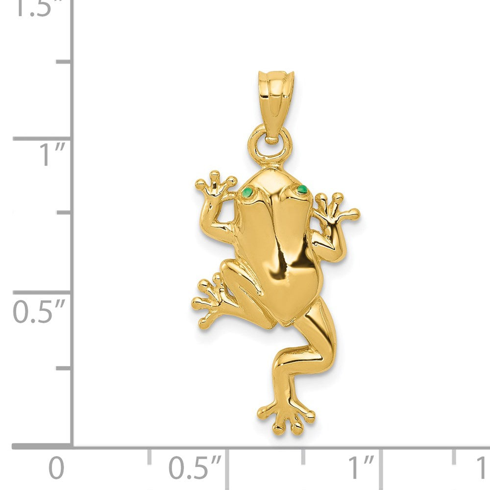 Exquisite Gold Frog Pendant with Vibrant Green Enamel Eyes - Perfect for Nature Lovers & Jewelry Collectors | Ideal Gift for Birthdays, Anniversaries & Special Occasions