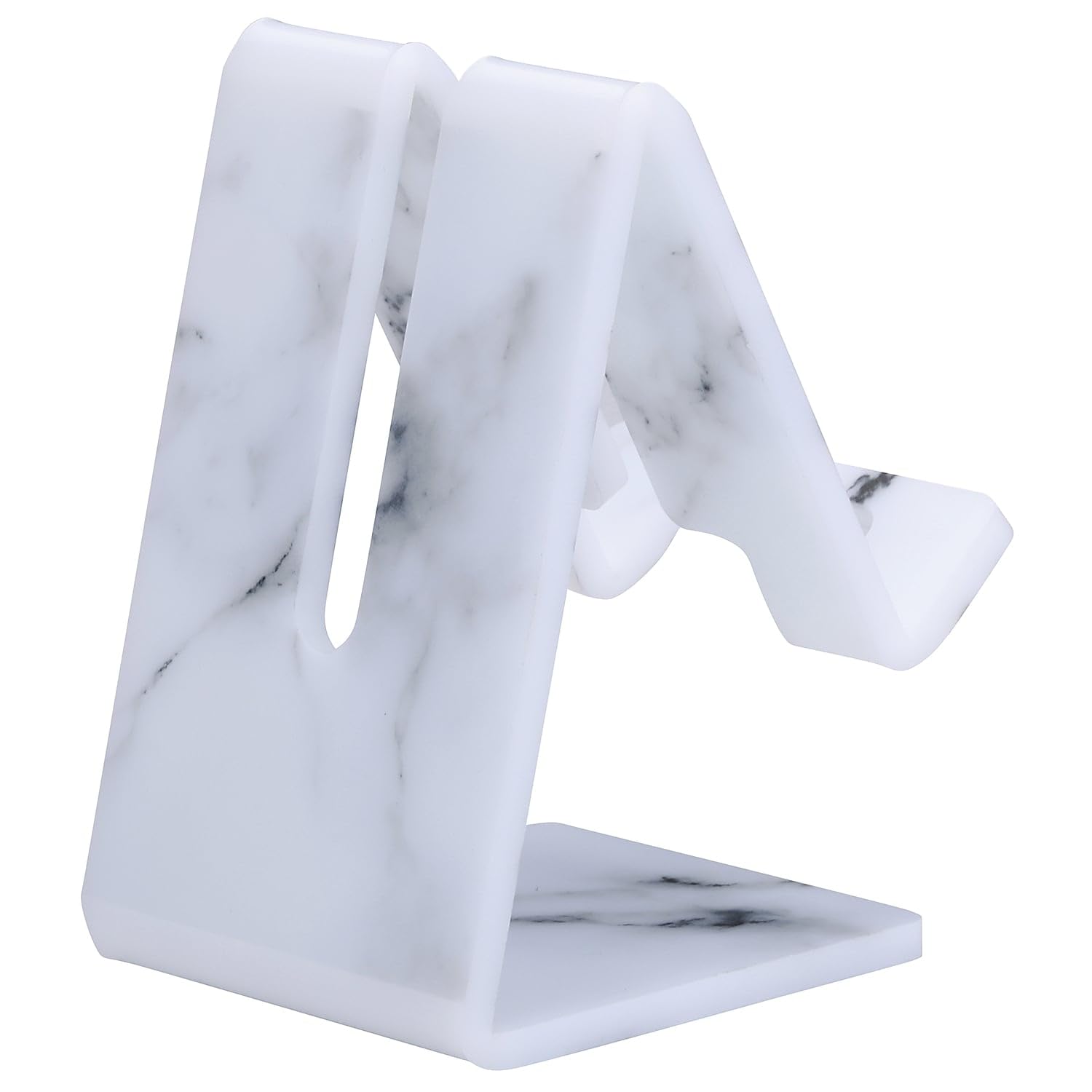 Ellie Rose Acrylic Phone Stand & Tablet Holder - Adjustable Desktop Dock Cradle for iPhone, Samsung, iPad - White Marble Design - Perfect for Home Office, Bedside, Kitchen & Video Calls