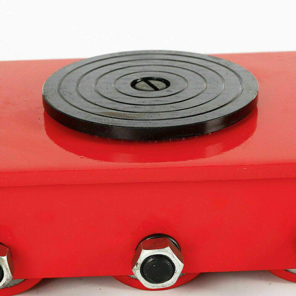 8T/17,600 lbs Heavy Duty Machinery Mover with 360° Rotation & Steel Rollers - Industrial Dolly Skate for Workshop, Warehouse & Factory Equipment Moving - Red CNCEST Cargo Trolley with Built-in Handle