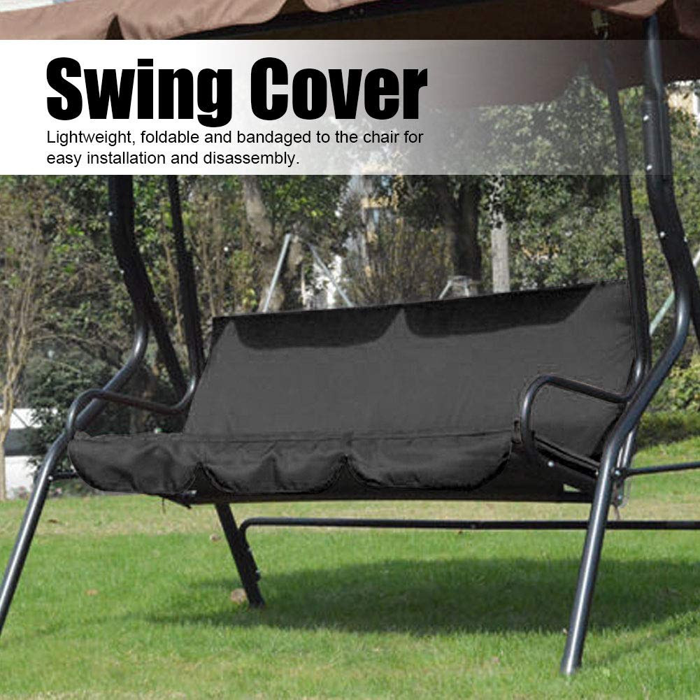 3-Seat Swing Chair Cushion Cover - 59.1x19.7x3.9 Inch Waterproof Polyester Taffeta Outdoor Swing Seat Cover for Garden, Patio, Courtyard (Black) - Perfect for Porch Swings, Backyard Lounging & Outdoor Relaxation