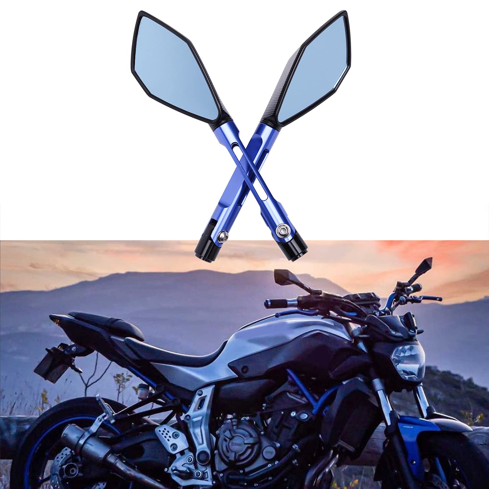 8mm & 10mm Universal Motorcycle Rearview Mirrors - Durable Side View Mirrors for Dirt Bike, ATV, Quad, Street Bike, Snowmobile, Jet Ski & Scooter (Blue) - Perfect for Adventure Riding, Off-Roading & Urban Commuting