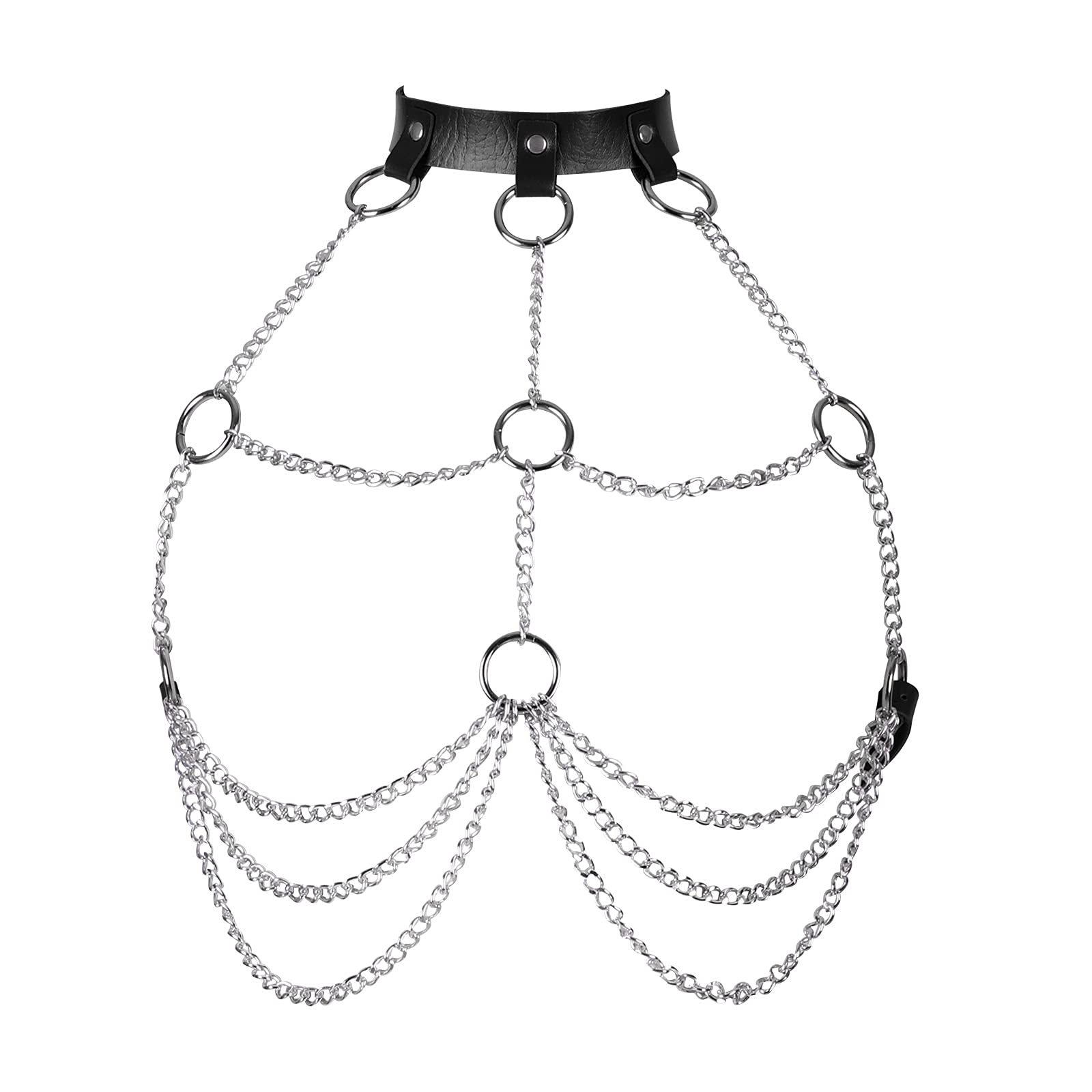 Punk Waist Cage Body Chain Leather Harness - Gothic Body Jewelry Accessories for Women & Girls - Perfect for Rave, Festival, and BDSM Fashion