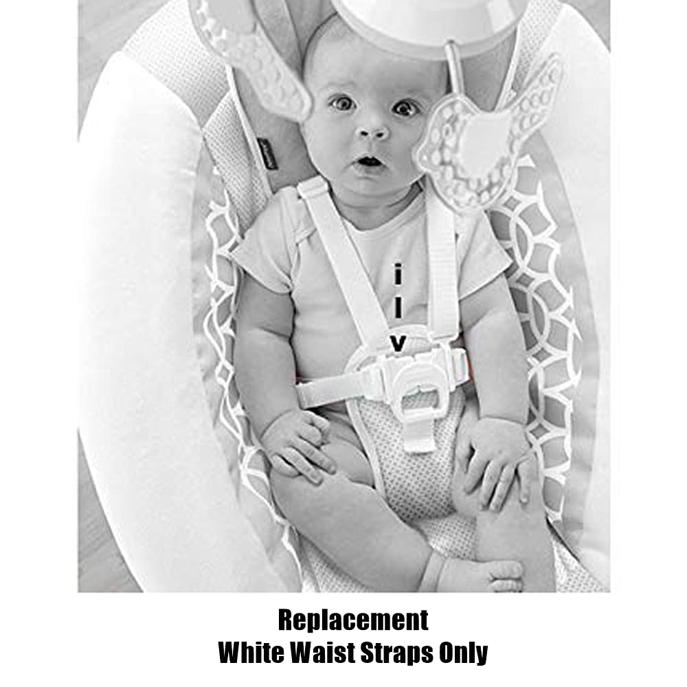 Fisher-Price FBL70 Baby Swing Replacement Waist Straps - Set of 2 White Replacement Belts with Male Buckle Parts | Compatible with Fisher-Price Revolve Swing | Secure & Comfortable for Infants | Perfect for Home, Nursery or Travel Use