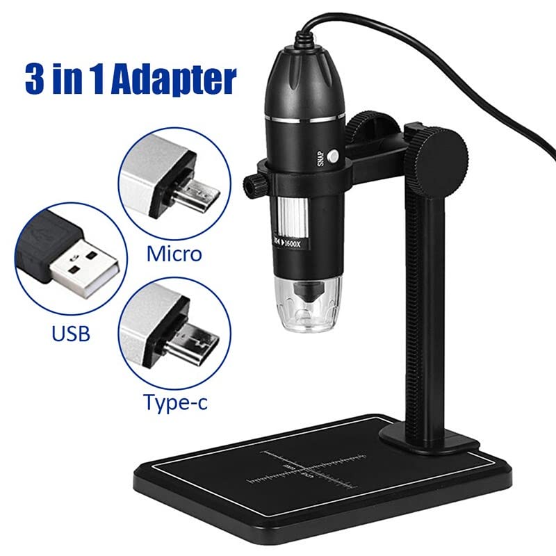 1600X USB Digital Microscope with 8 LED Lights, Slide Preparation Camera & Accessories Kit - Perfect for Coin Collecting, Jewelry Inspection, and Electronic Repair