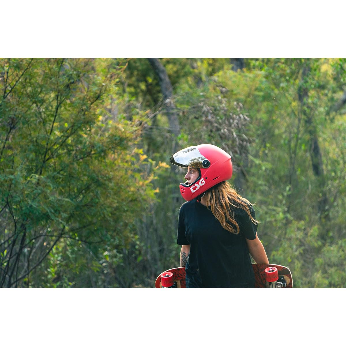 TSG Pass 2.0 Full Face Helmet with Dual Visors - Premium ABS Hardshell for Downhill Skateboarding, E-Skating & Longboarding - Enhanced Ventilation with Nose Ports, Airflow Channels & Ear Slots - Adjustable Cheek Pads for Comfort - Perfect for Extreme Sports & Urban Commuting