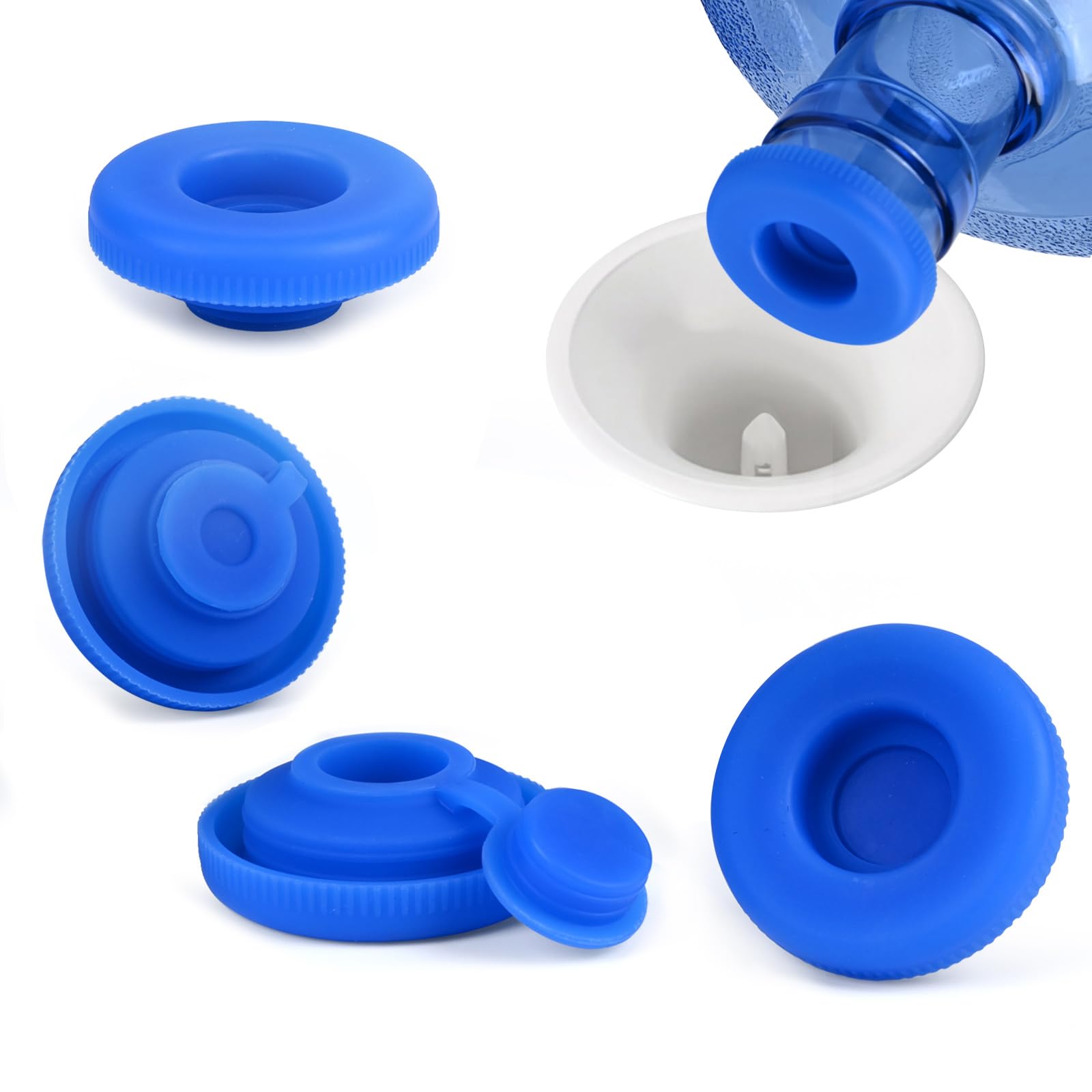 5 Gallon Water Jug Cap - 4 Pack Reusable Strong Seal No Spill Top Lid Cover (55mm) for Water Bottle Dispenser | Perfect for Outdoor Camping, Kitchen & Emergency Water Storage