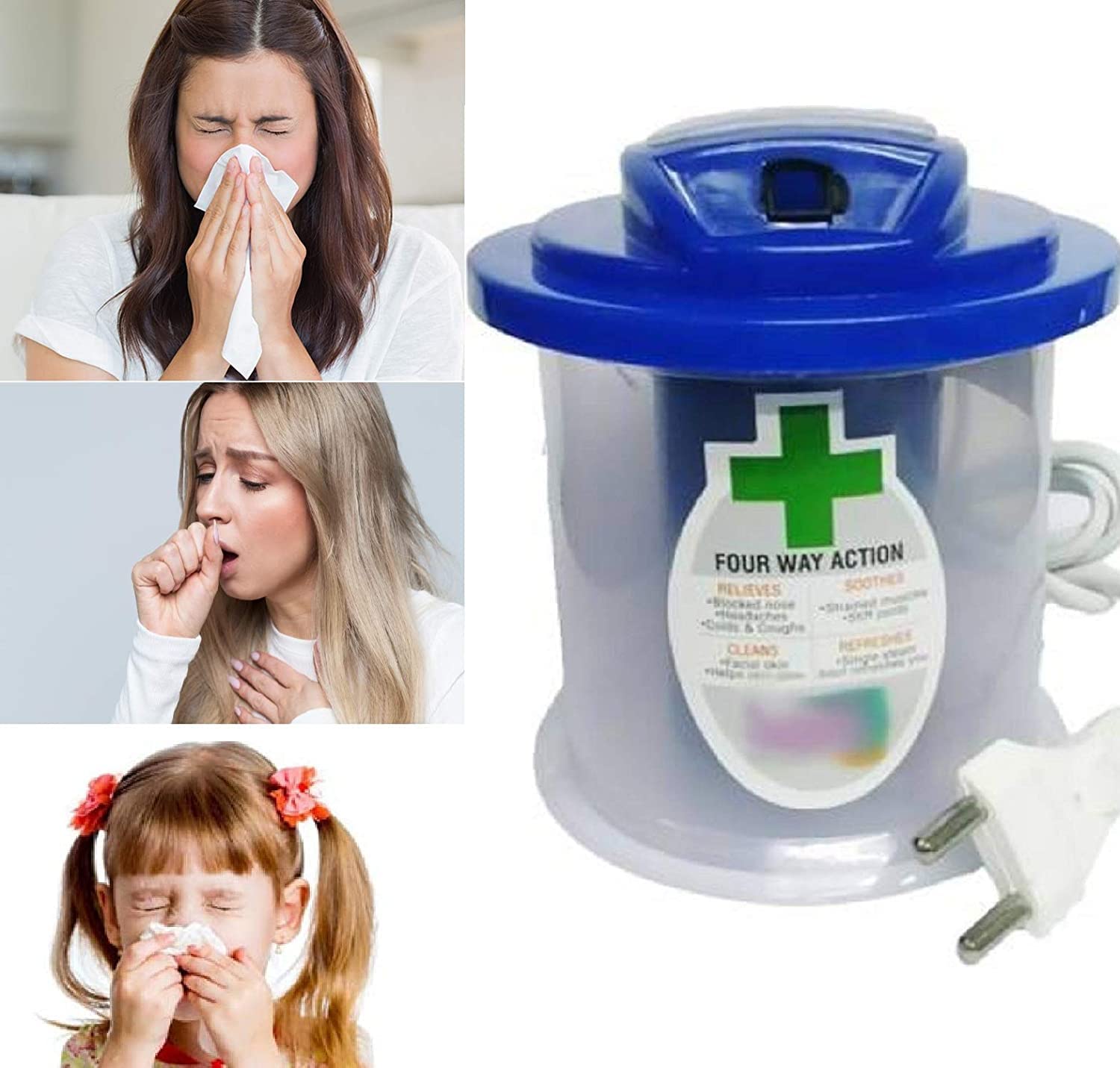 COSKIRA 4-in-1 Facial Steamer & Vaporizer for Face, Nose & Cough Relief - Portable Plastic Steam Inhaler with Moisturizing Mist - Perfect for Home Spa, Cold Relief & Skincare Routine