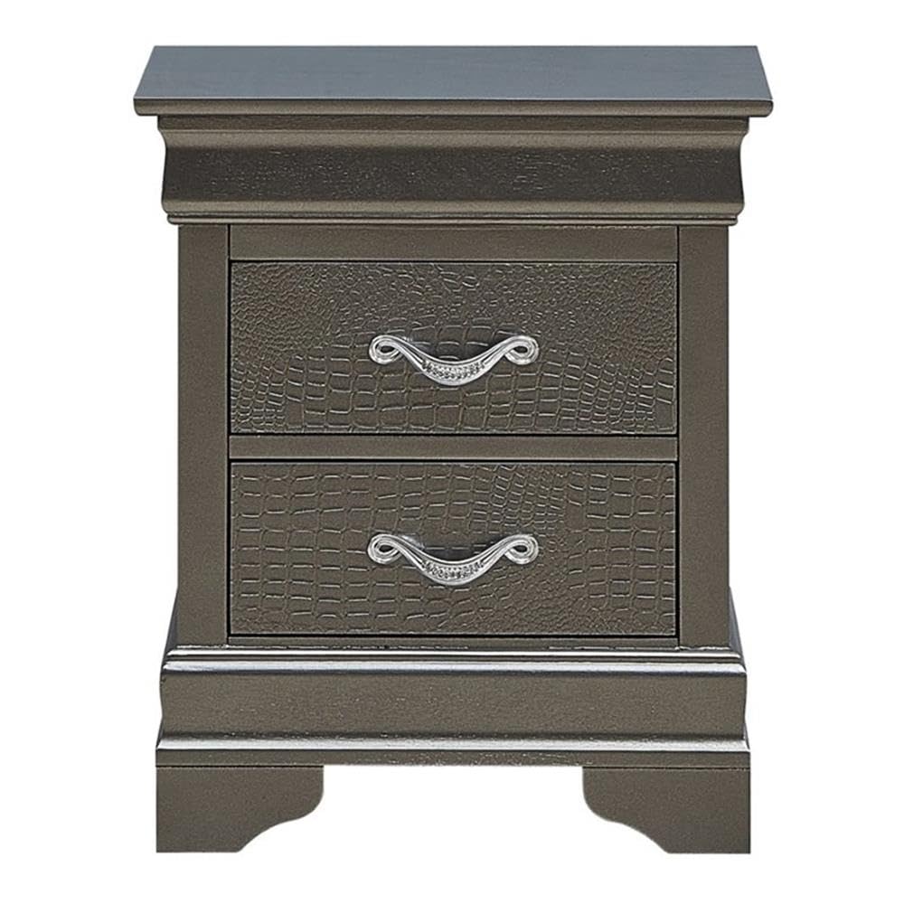 Lorana 2-Drawer Nightstand in Charcoal - Modern Bedside Table with Storage for Bedroom, Living Room & Office - Solid Wood Night Stand with Smooth Gliding Drawers