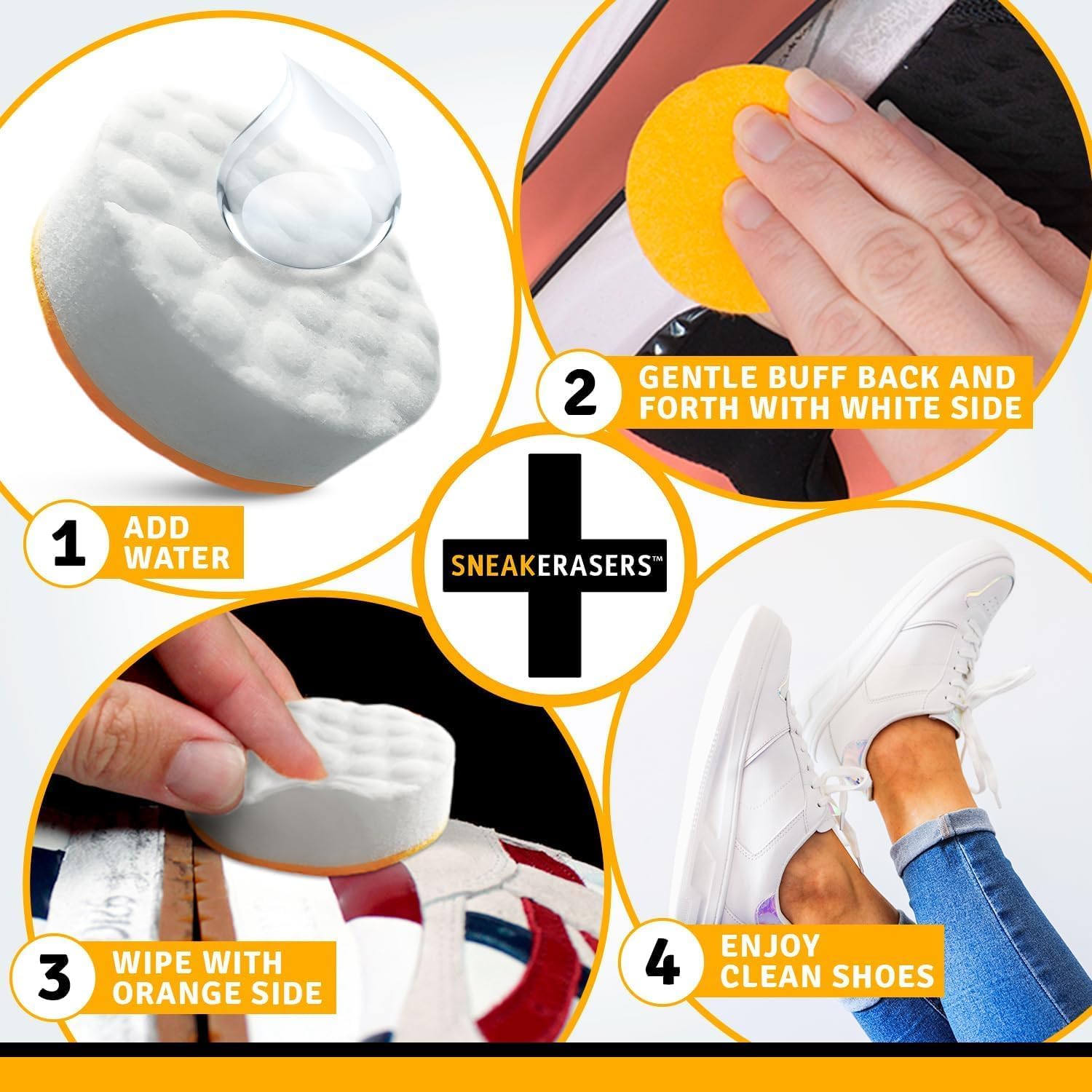 Premium Sneaker Cleaner Kit - SneakERASERS Dual-Sided Sponges for Tennis Shoes & All Sneakers | Gentle Rub Design | 10 Pack | Perfect for Gym, Running & Everyday Shoe Care