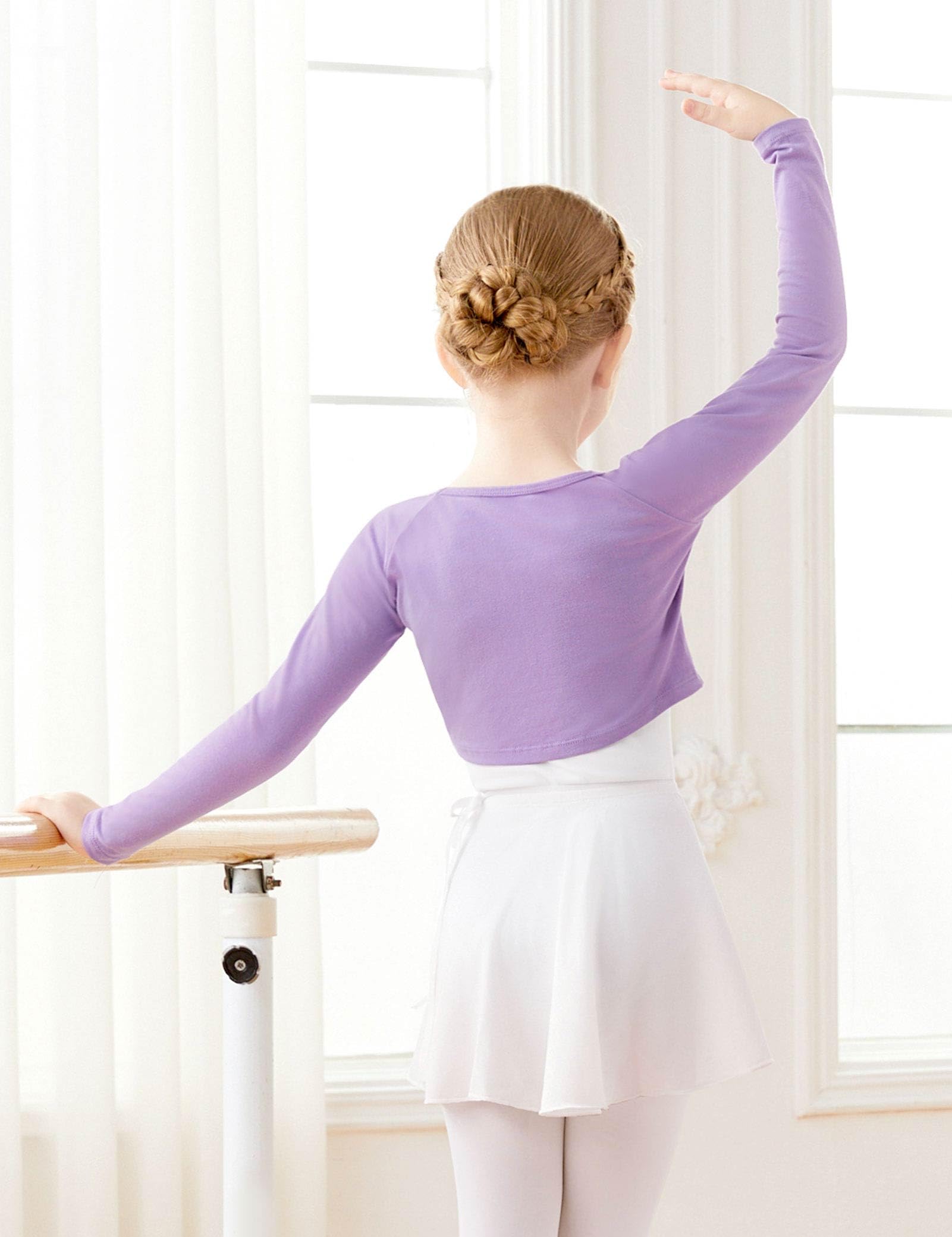 Girls Ballet Wrap Top Long Sleeve Dance Sweater - Stretchy Leotard Cover for Ballet, Jazz & Contemporary Dance Classes | Perfect for Rehearsals & Performances