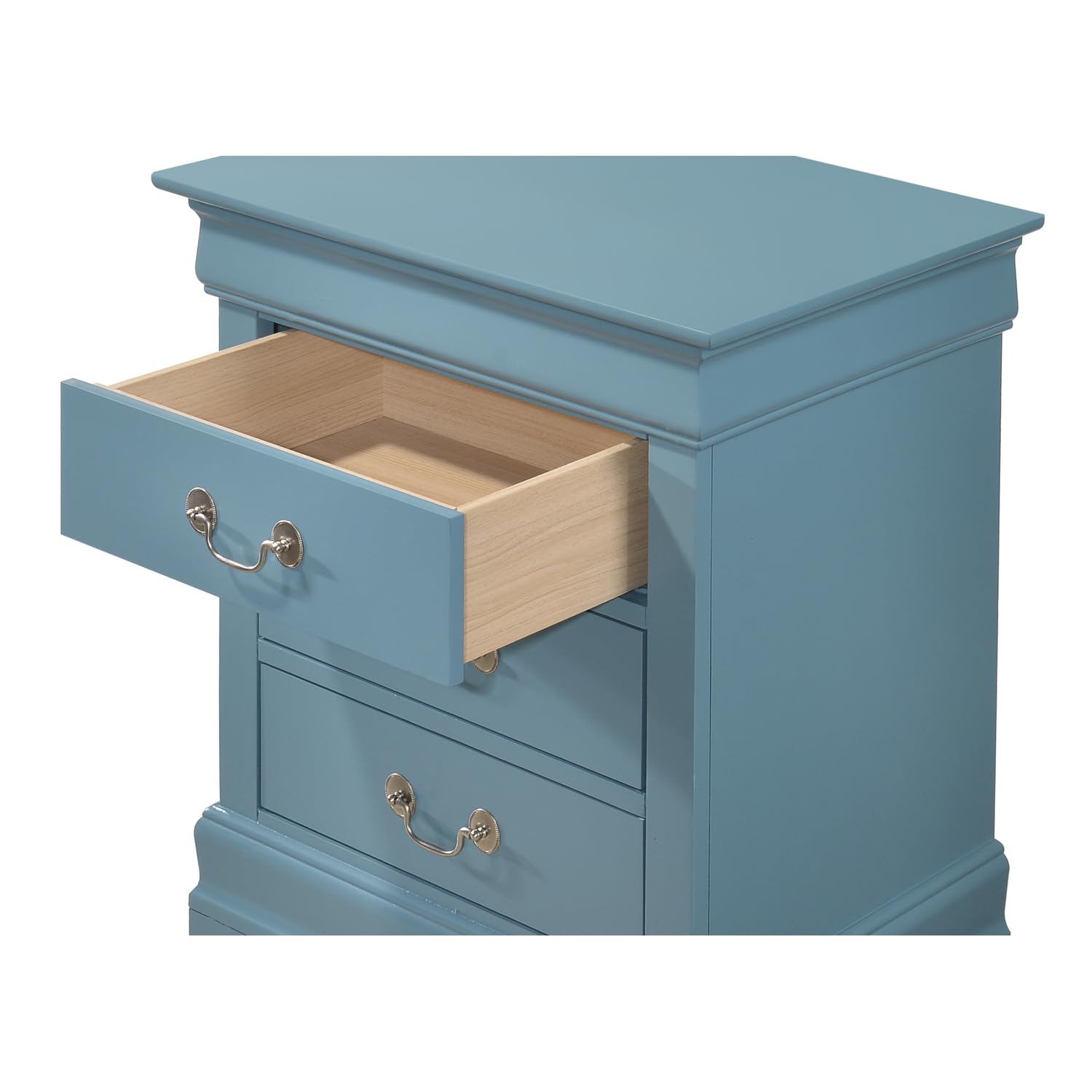 Louis Philippe 3-Drawer Nightstand - Teal End Table for Bedroom & Living Room (29