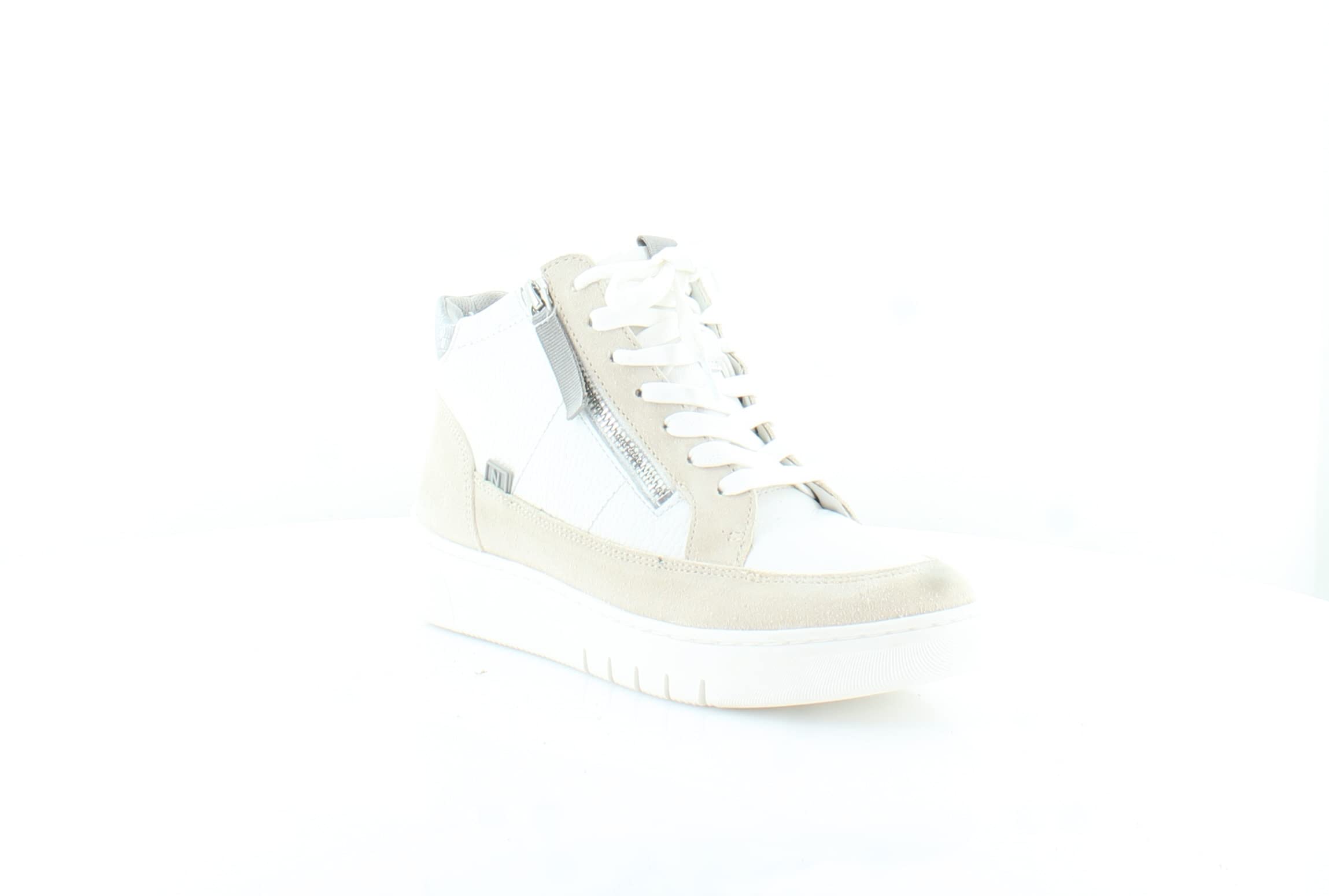 Naturalizer Hadley High-Top Sneakers for Women - White & Grey Casual Shoes - Size 8.5 Medium (B) - Perfect for Walking, Work & Everyday Comfort