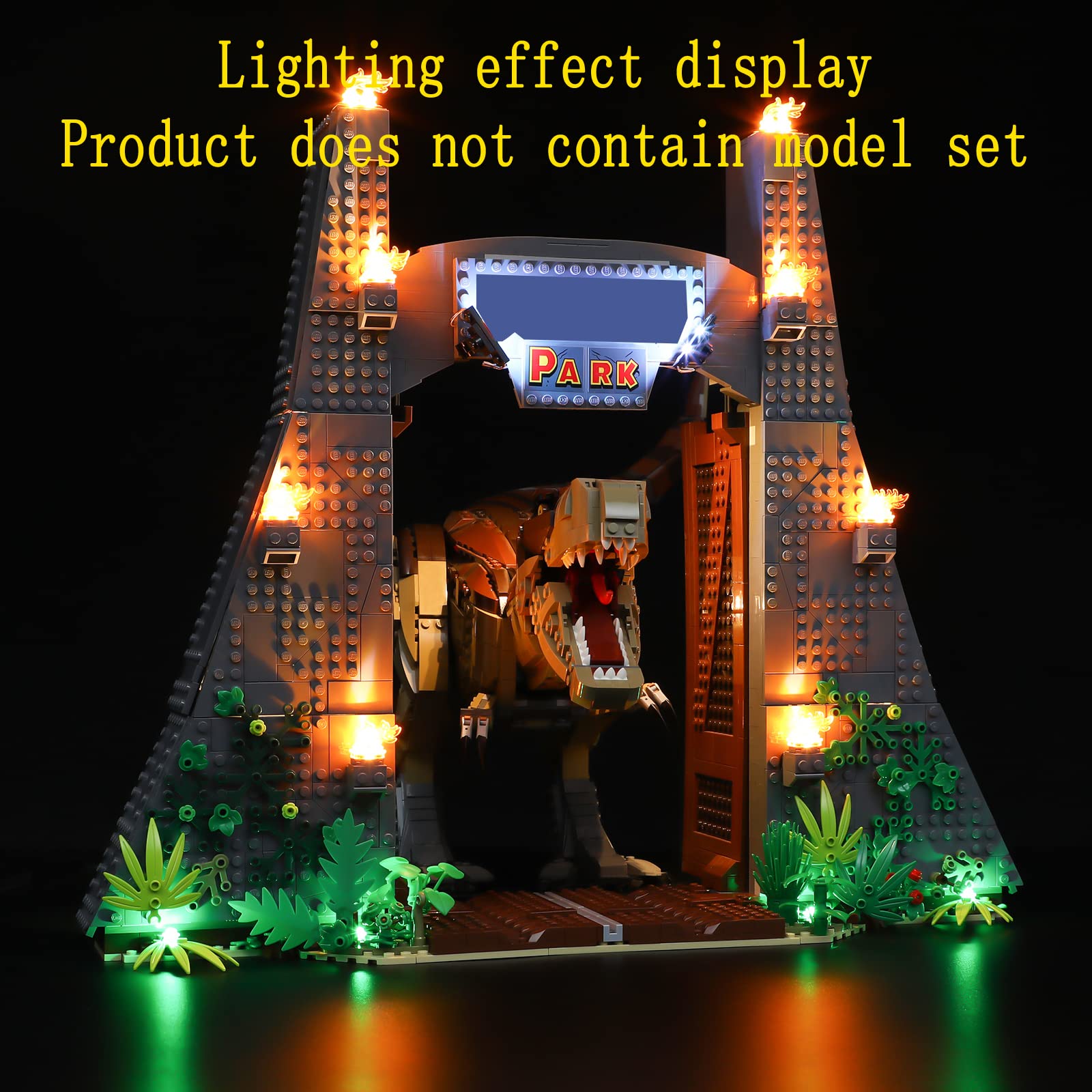 GEAMENT LED Light Kit with Remote Control for LEGO Jurassic Park T-Rex Rampage 75936 Building Set - DIY Lighting Solution for Jurassic World Dinosaur Models (Bricks Not Included) - Perfect for Night Displays & Collector Showcases