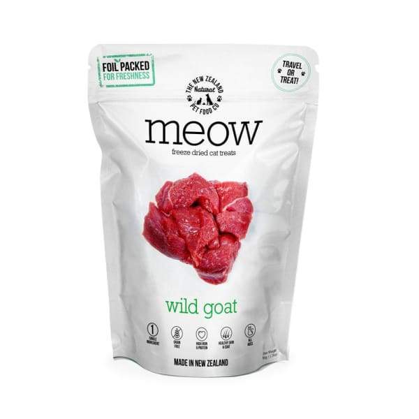 Premium MEOW Freeze-Dried Raw Wild Goat Cat Treats 50g - Grain-Free, High-Protein Natural Snacks for Cats - Perfect for Training, Rewards & Indoor/Outdoor Cats