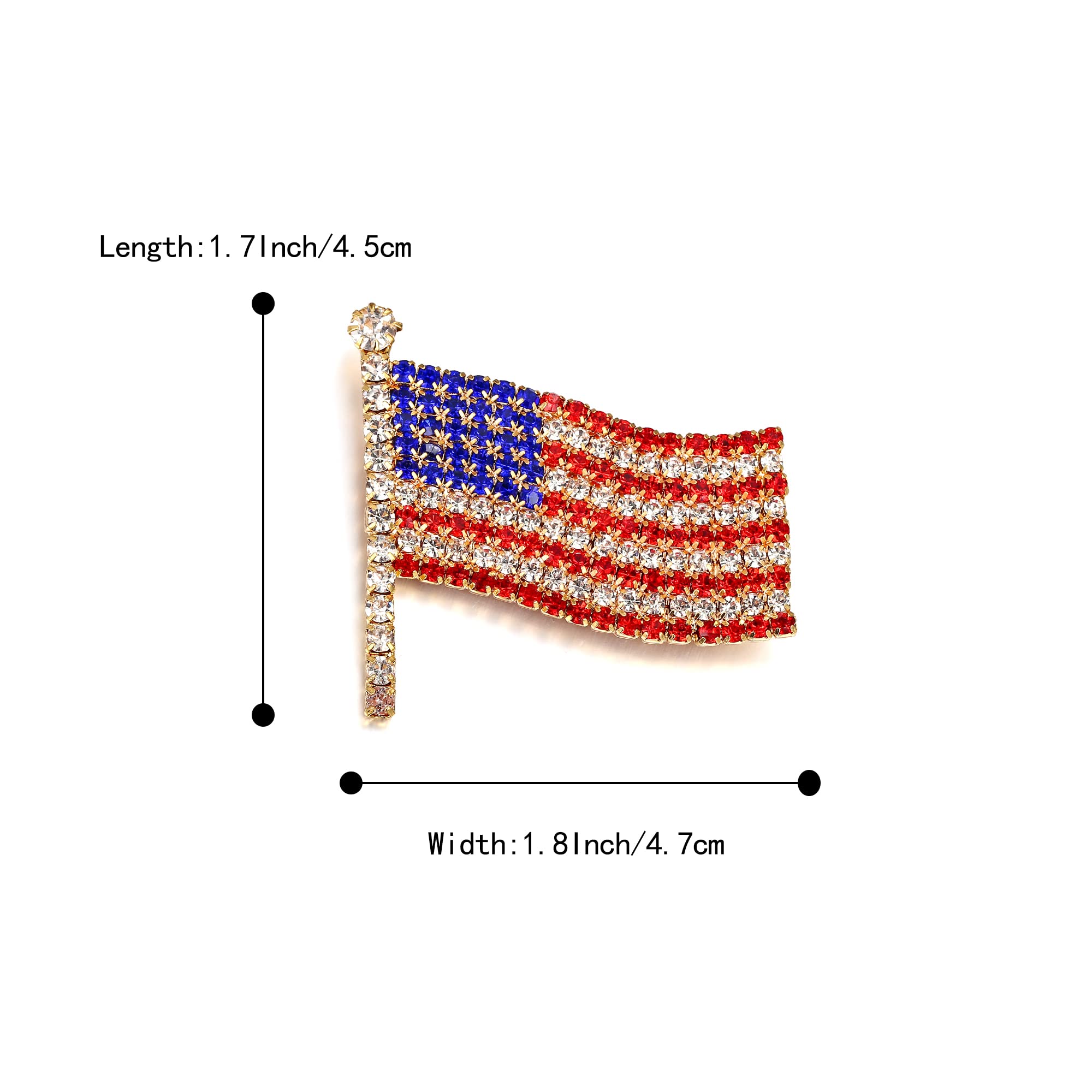BriLove Austrian Crystal American Flag Brooch for Women - Patriotic Gift