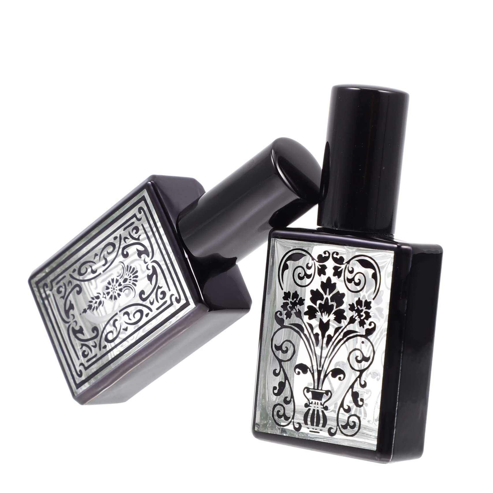 Healvian 2-Pack Black Glass Perfume Spray Bottles - Travel-Sized Refillable Perfume Atomizer with Fine Mist Sprayer for Moisturizing, Essential Oils & Fragrances - Perfect for Travel, Gym, Purse & Home Use