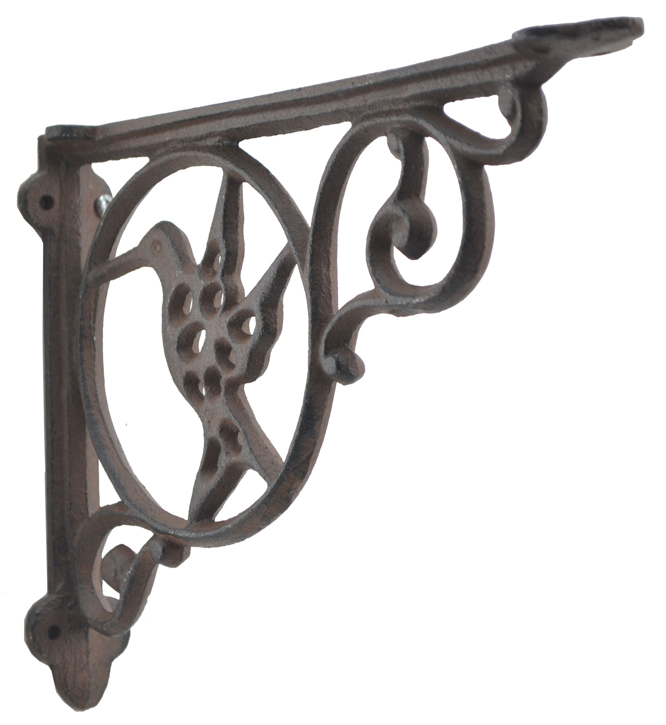 Cast Iron Wall Shelf Bracket with Hummingbird Design - 8.75