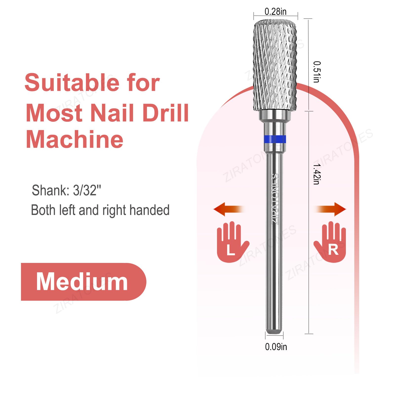 Professional Carbide Nail Drill Bits - Barrel Cut Electric Nail Drill Bits for Fast Removal of Acrylic & Hard Gel - Safe Manicure Pedicure Tools for Salon & Home Use (Medium Grit) - Perfect for Nail Art, Acrylic Removal & Gel Polish Prep