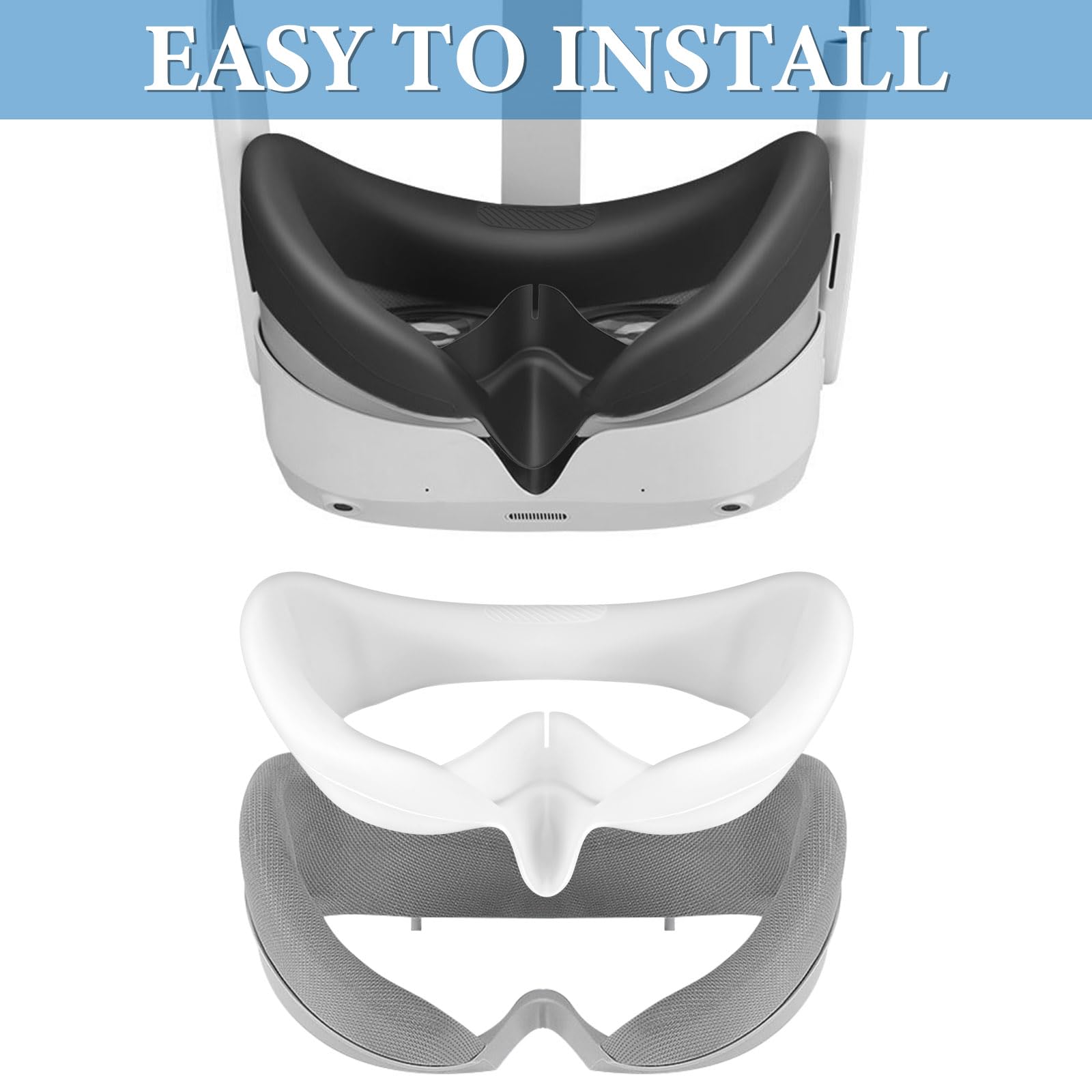 Geekria Sweatproof Silicone Face Cover for Pico Neo 4 - Washable, Lightproof, Leakproof VR Lens Accessory - Replacement Face Mask (White) - Perfect for VR Gaming, Fitness & Immersive Experiences