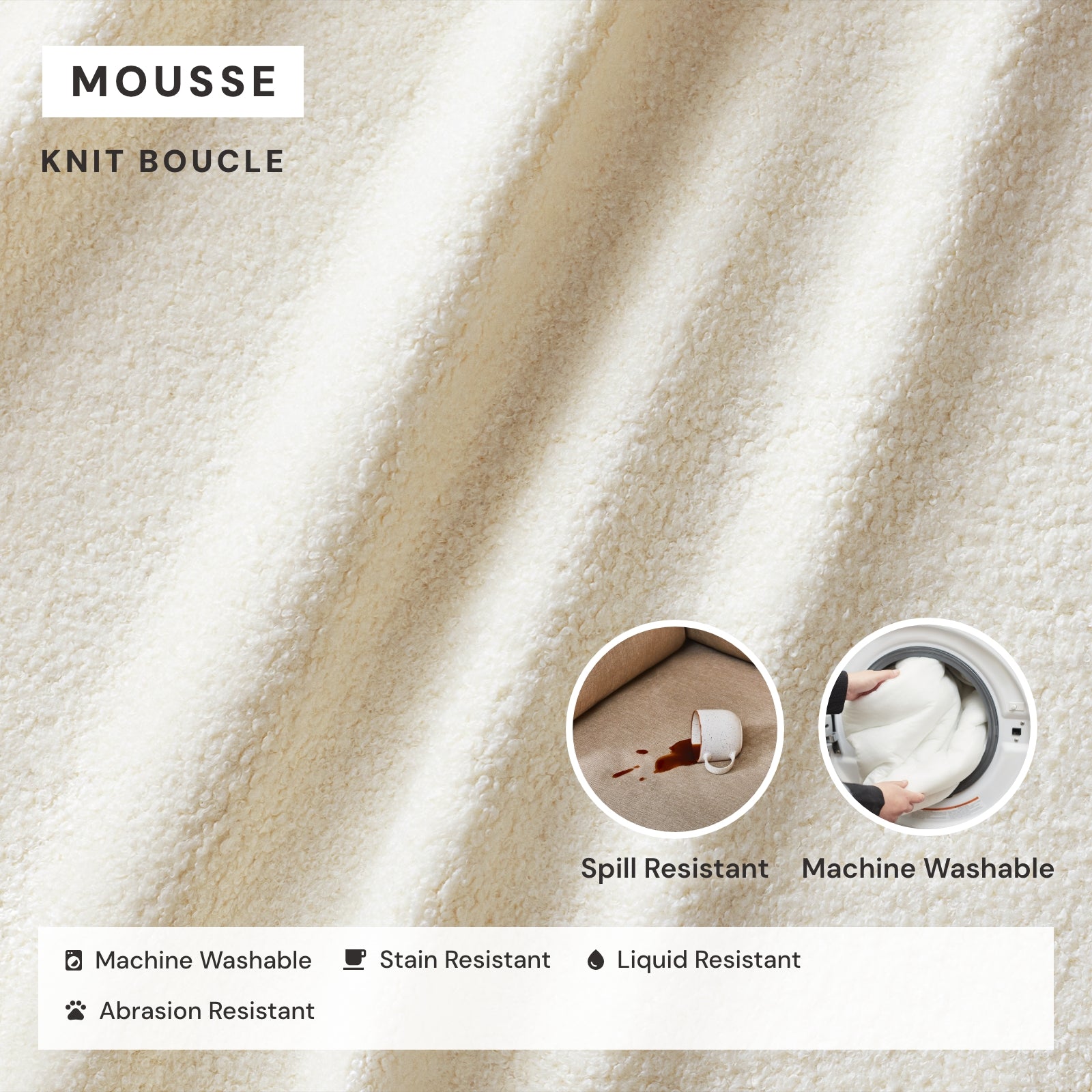 Luxury Knit Boucle Armchair Comfort Layer Set with Mousse Cushion - Perfect for Living Room, Bedroom, or Office Relaxation