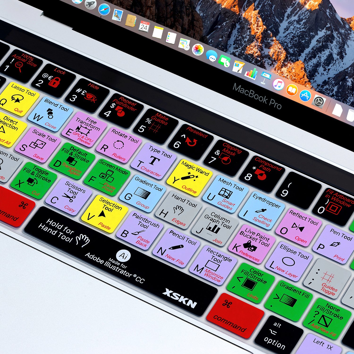 Adobe Illustrator Shortcut Keys Silicone Keyboard Cover for MacBook Pro 13