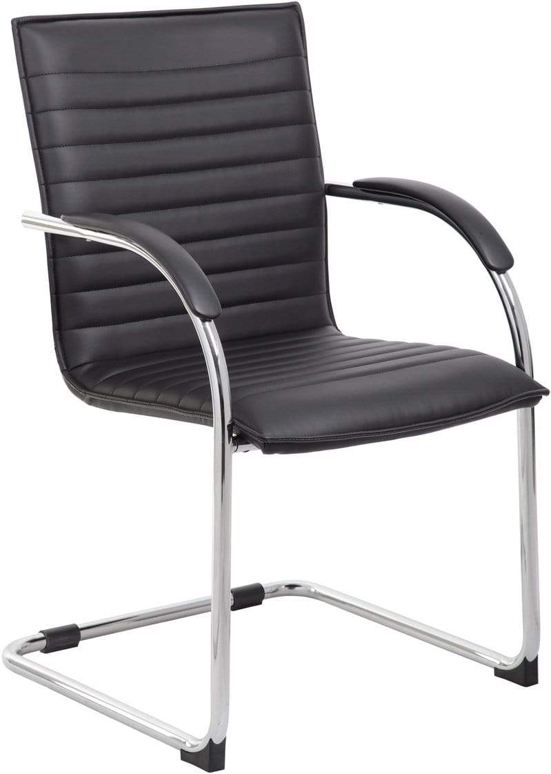 Boss Chrome Frame Vinyl Side Chair 2 Pack - Modern Stackable Dining Chairs for Kitchen, Restaurant & Office Use [B9536 BK 2]