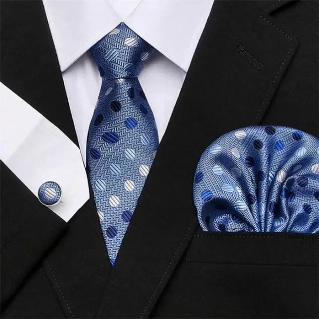 Premium Jacquard Woven Silk Necktie Set for Men - Elegant Formal & Business Attire - Perfect for Weddings, Office & Special Occasions