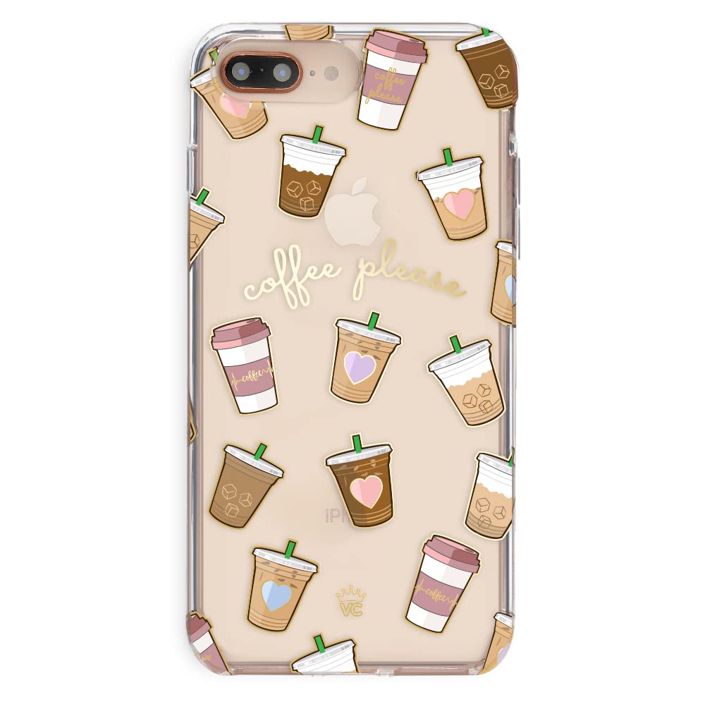 VELVET CAVIAR iPhone 7 Plus & 8 Plus Case - Clear Protective Phone Cover with Cute Coffee Design for Women & Girls | Perfect for Everyday Use, Work & Travel